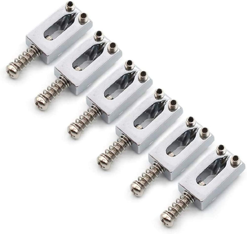 10.5mm Guitar Bridge Saddles - 6Pcs Chrome Tremolo Bridge Replacement for Fender Stratocaster/Telecaster | Perfect for Guitar Repair & Maintenance, Stage Performance & Home Practice