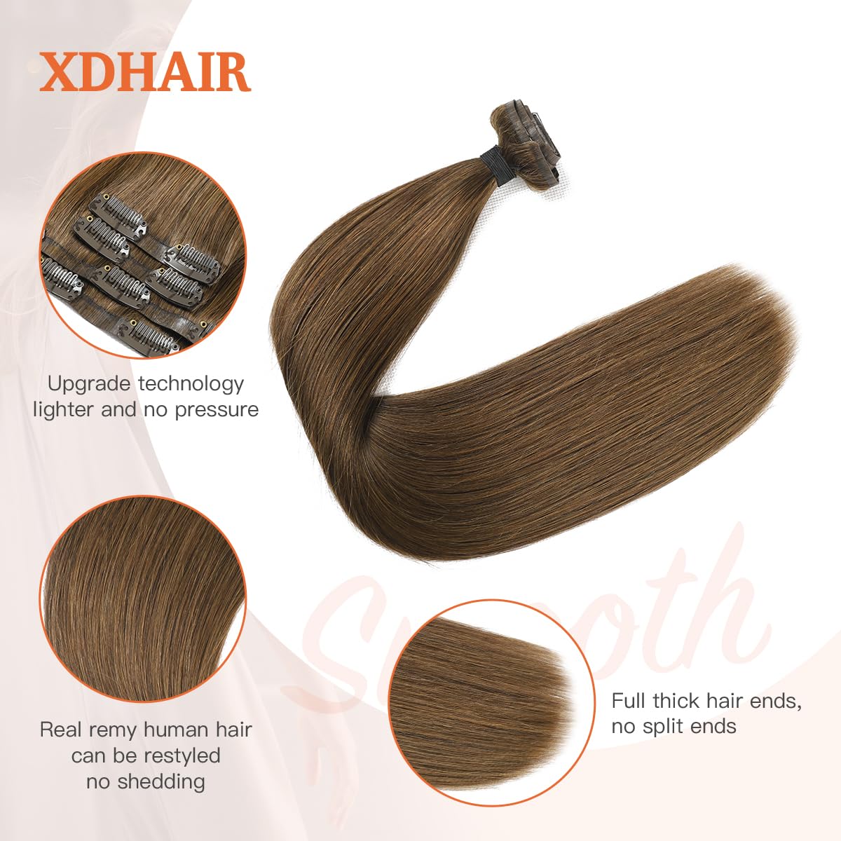 Premium 100% Human Hair Clip-In Extensions - Silky Straight Hair Extensions for Length & Volume | Perfect for Parties, Weddings & Everyday Styling