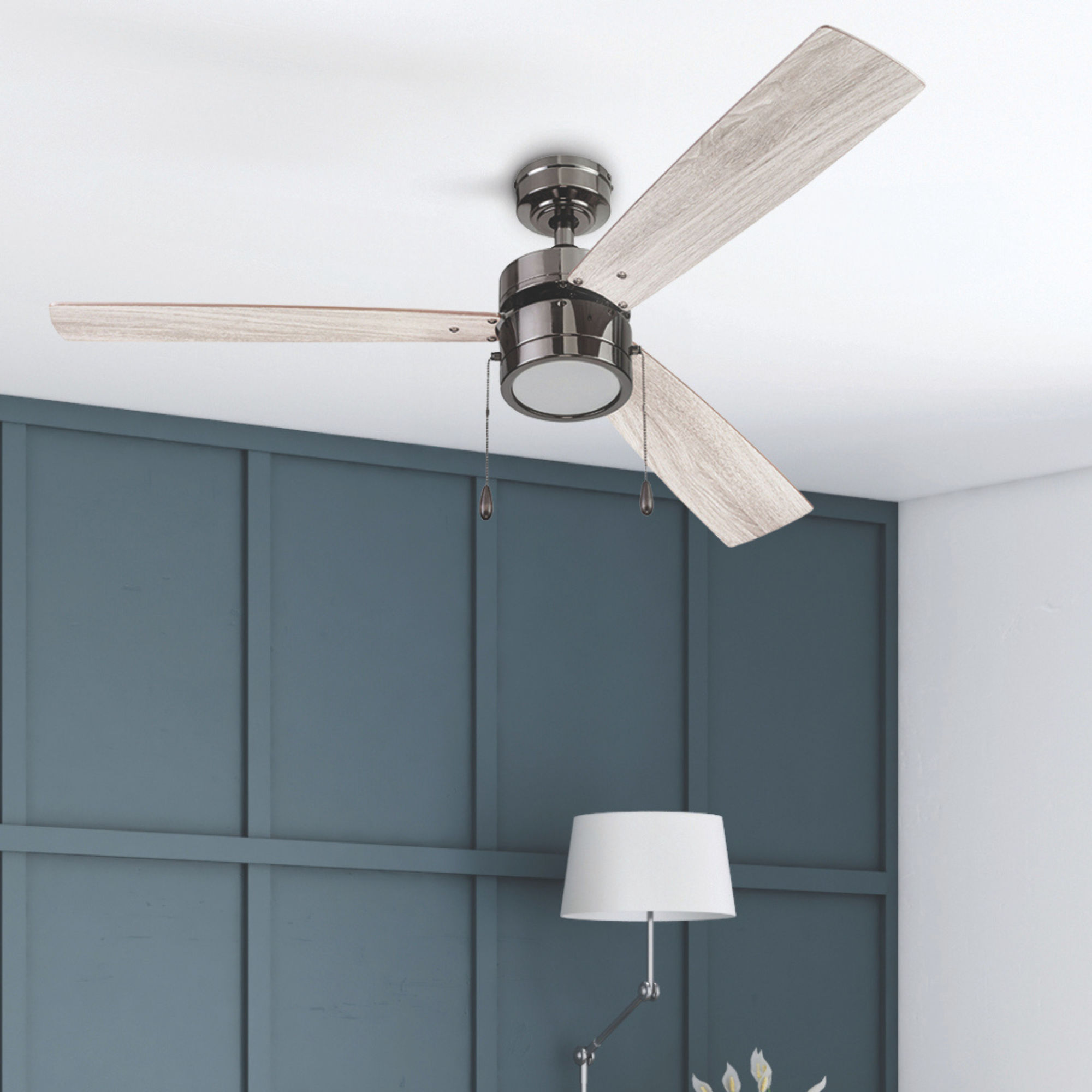 52 Inch Madrona Ceiling Fan with Pull Chain - Painted Gun Metal Finish - Ideal for Living Room, Bedroom & Outdoor Spaces