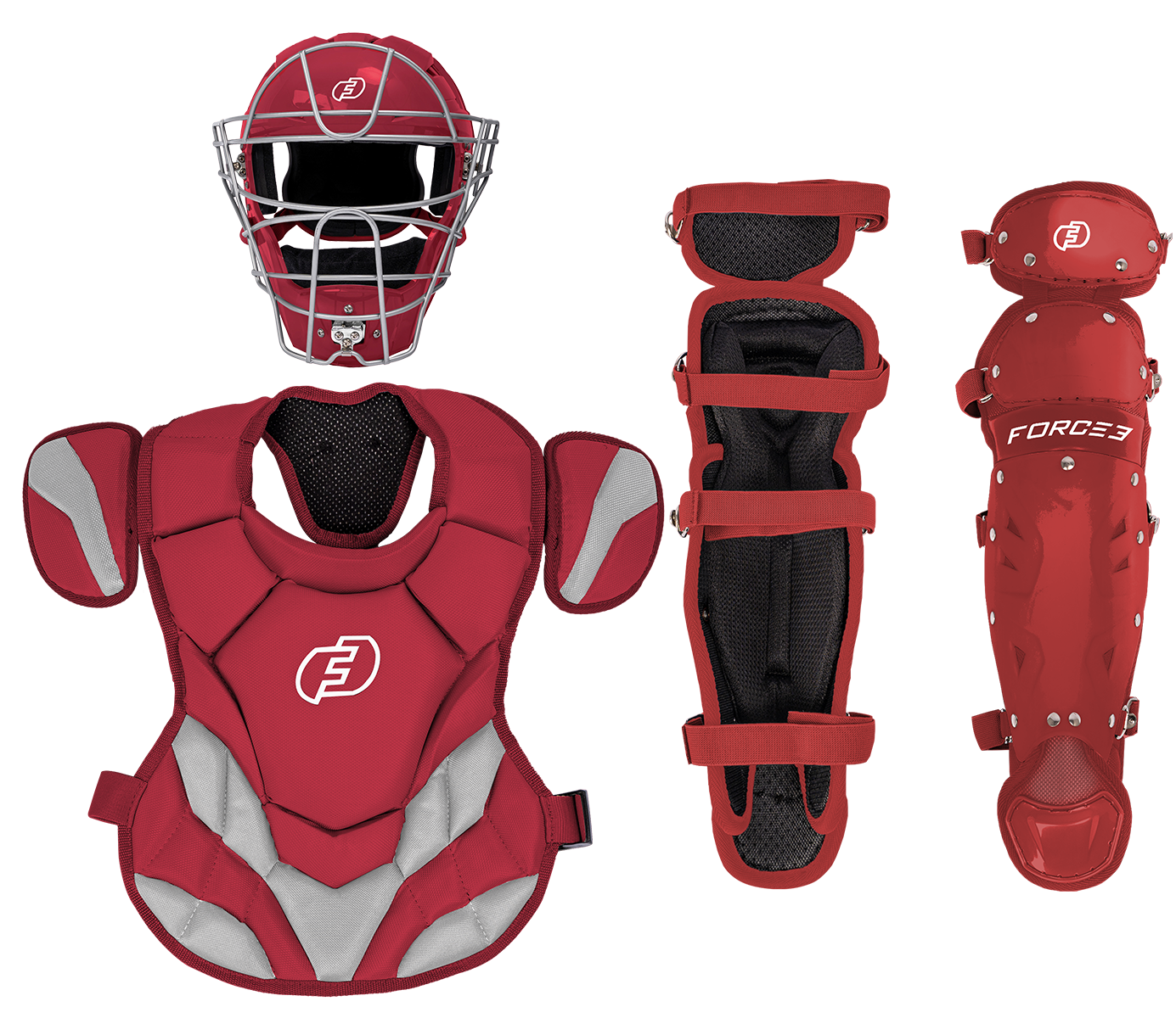 Force3 Junior Defender Catchers Set for Kids Ages 6-9 | NOCSAE Certified Youth Baseball Gear | Perfect for Little League Practice & Games