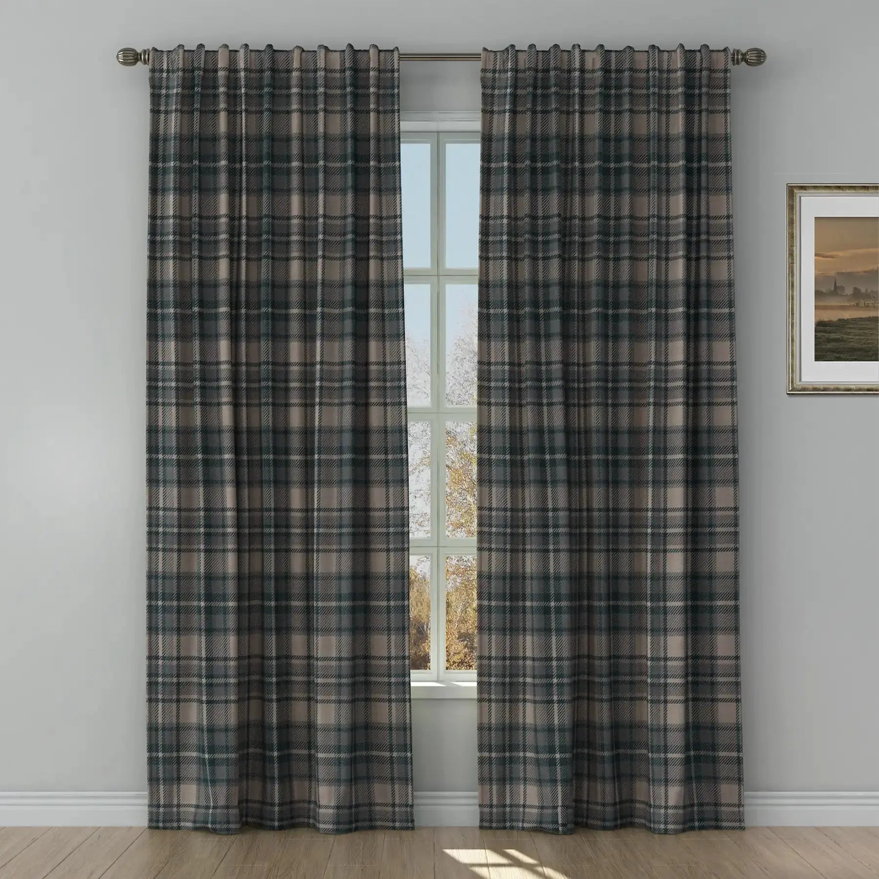 Sara Le Print Linen Drapery Soft Top - Lightweight Linen Curtains for Living Room & Bedroom - Elegant Window Treatment for Home Decor