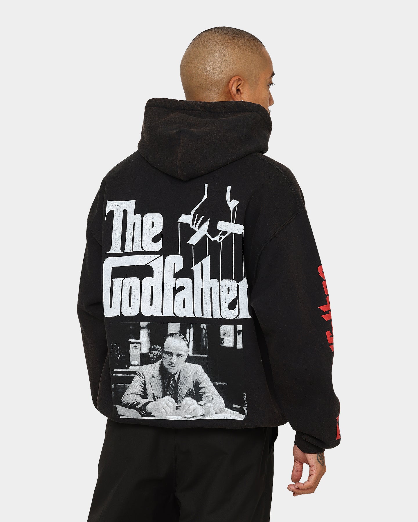 The Godfather Vintage Hoodie - Black Wash Distressed Cotton Pullover | American Thrift Retro Movie Merchandise | Perfect for Cosplay, Halloween & Gangster Theme Parties