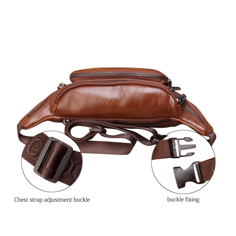 Genuine Leather Fanny Pack for Men - Sport, Travel & Hiking Waist Bag