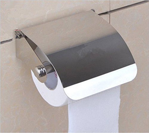 Premium Stainless Steel Toilet Paper Holder with Lid - RSP Quality Bit® Bathroom Tissue Dispenser for Home, Office & Restrooms - Durable & Stylish Silver Finish
