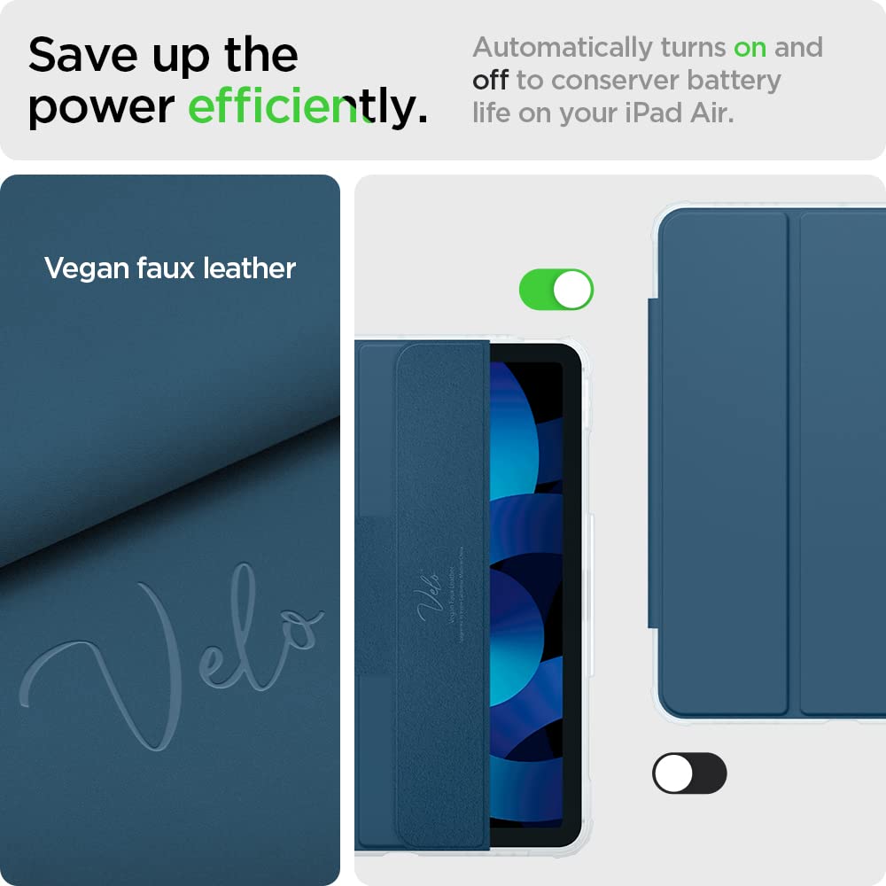 Spigen Ultra Hybrid Pro Tri-Fold Case for iPad Air 11-inch (M3/M2 2025-2024) & 10.9-inch 5th/4th Gen (2022/2020) - Clear Transparent Back with Apple Pencil Holder, Teal Blue - Perfect for Work, School & Travel Protection