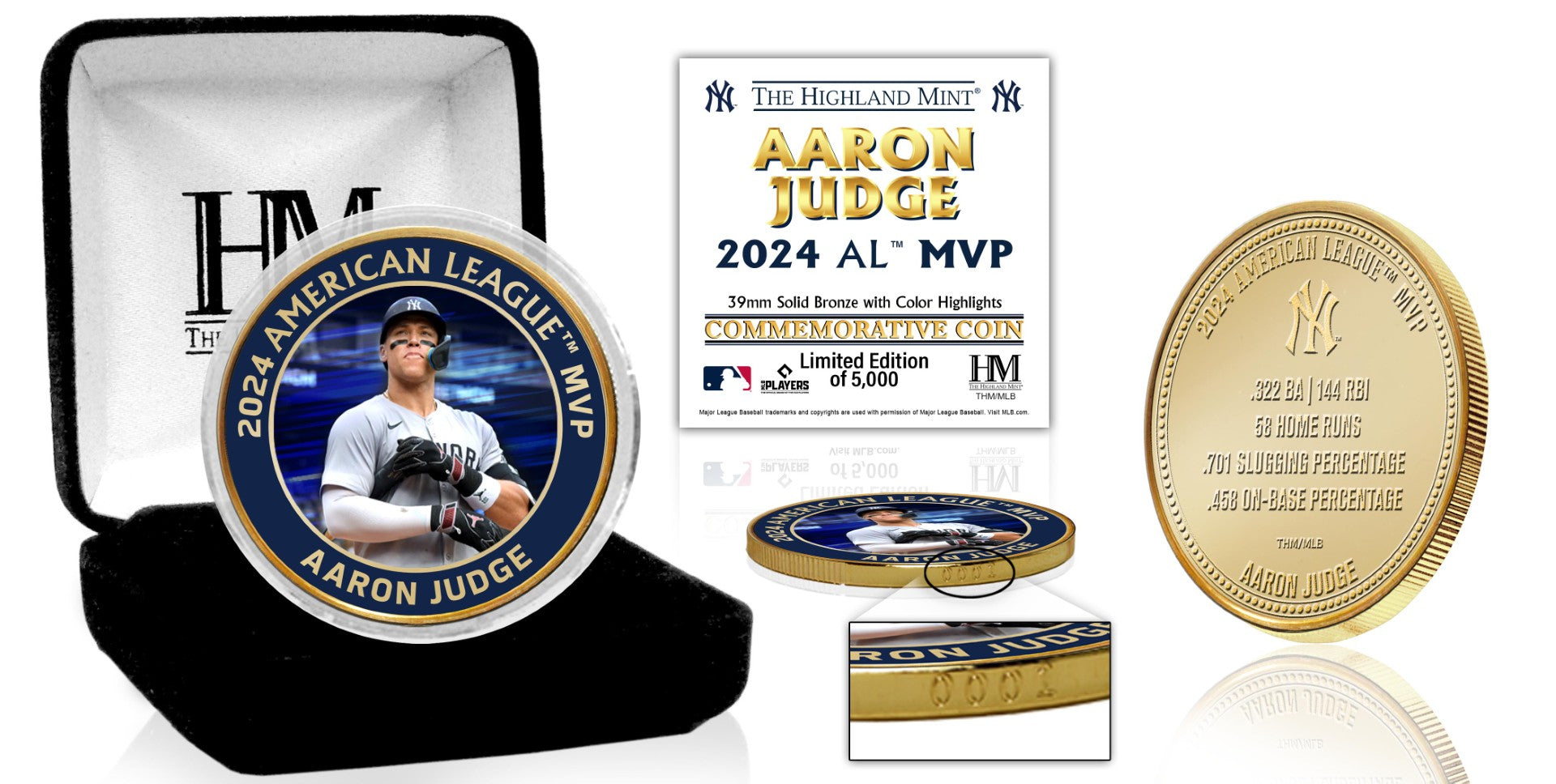 Aaron Judge 2024 American League MVP Commemorative Bronze Coin – Limited Edition Collectible for Baseball Fans & Sports Memorabilia Enthusiasts – Perfect for Display, Gifts, and Fan Collections
