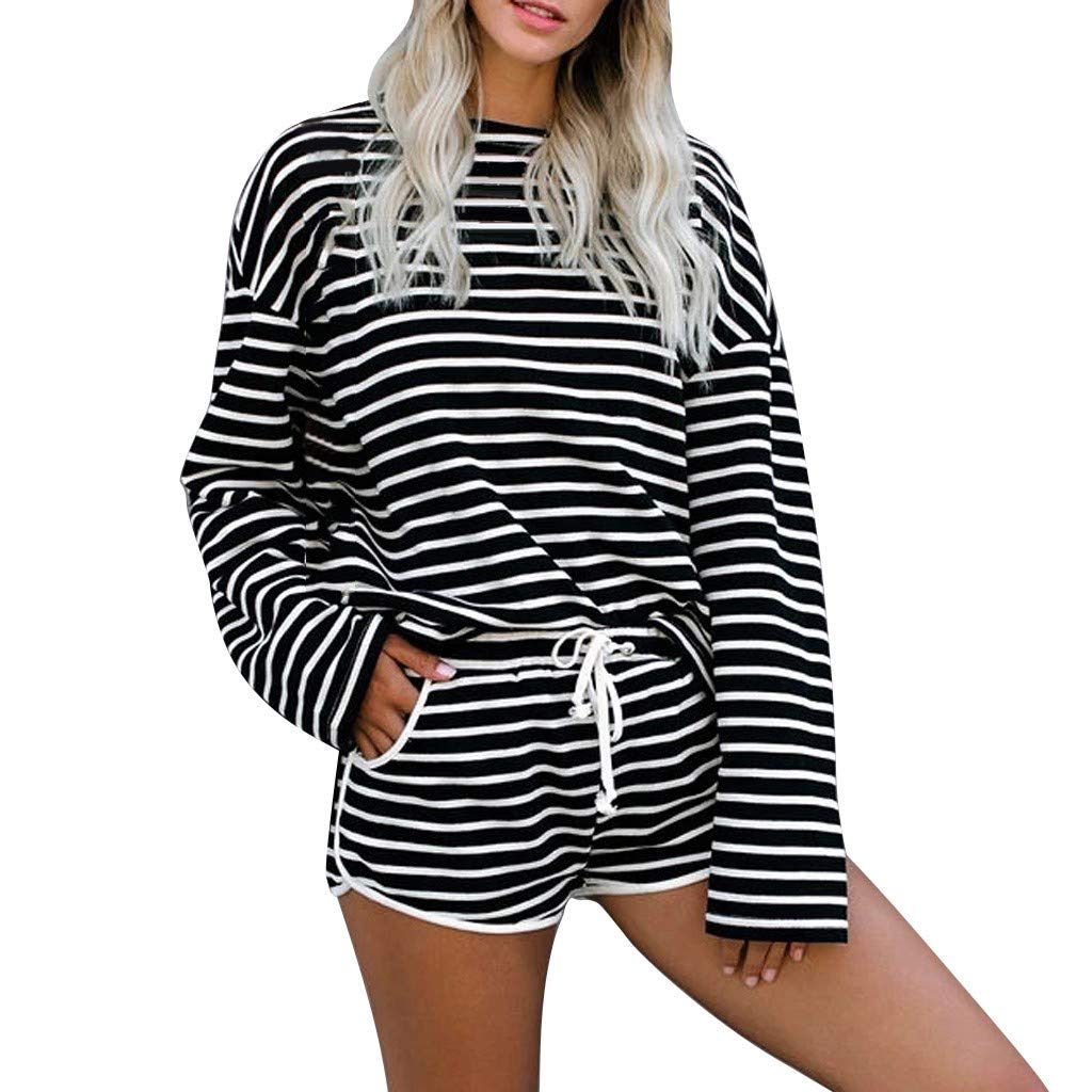 SERYU 2-Piece Women's Striped Tracksuit Set - Casual Lounge Wear, Comfortable Jogger Pants & Matching Top for Home, Gym, and Outdoor Activities