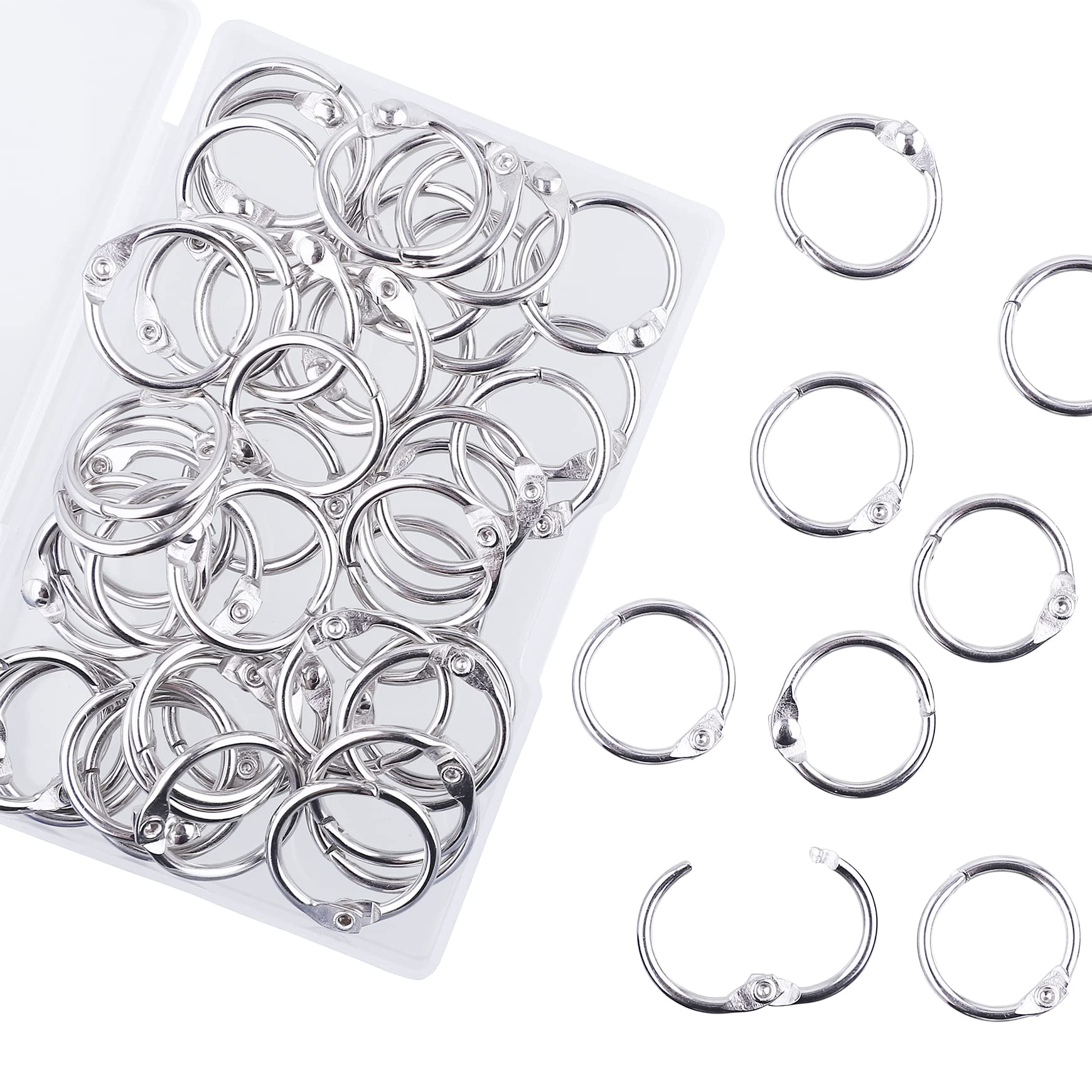 1 Inch Loose Leaf Binder Rings (50 Pack) - Nickel Plated Steel Book Rings for Office, School & Home - Durable Metal Keychain Rings, Index Card Holders - Perfect for Organizing Documents, Keys & Flashcards