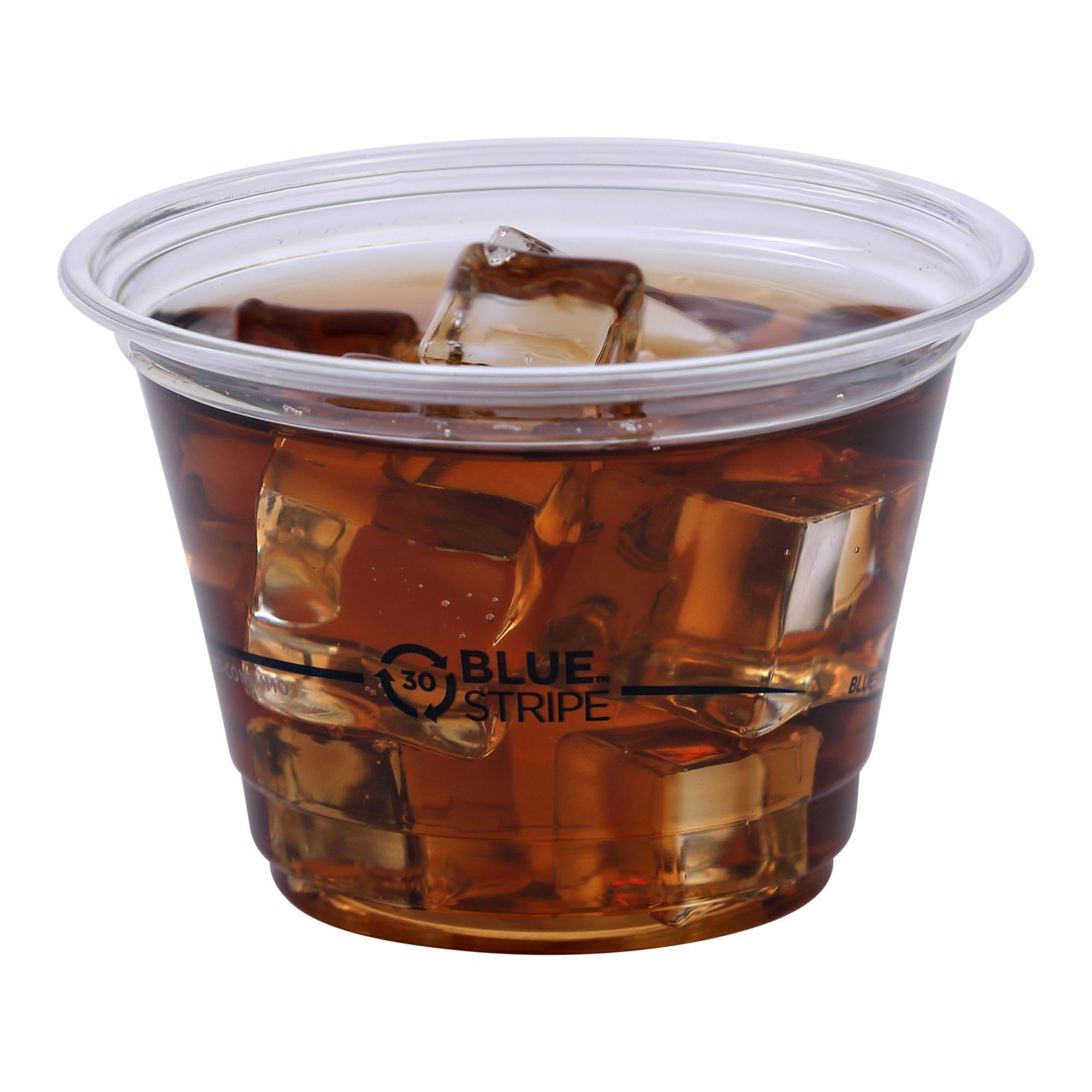 Eco-Friendly BlueStripe Recycled 9oz Plastic Cups - 1000 Pack, 30% Post-Consumer Recycled PET (rPET) Material, Clear Disposable Cups for Cold Beverages, Parties, Picnics & Office Use