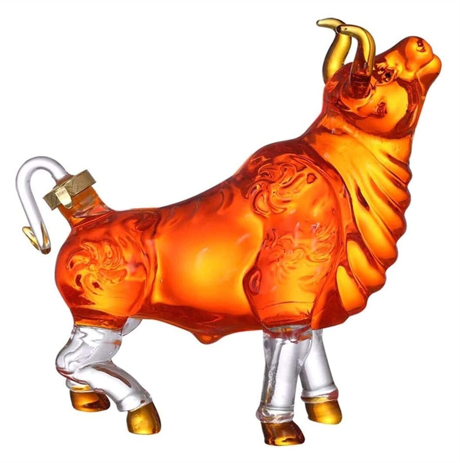 Premium Bull-Shaped Wine Decanter with Wooden Tray - 1000ml Whiskey & Liquor Aerator for Vodka, Bourbon, Scotch - Elegant Home Bar & Gift for Wine Enthusiasts - Perfect for Dinner Parties & Special Occasions