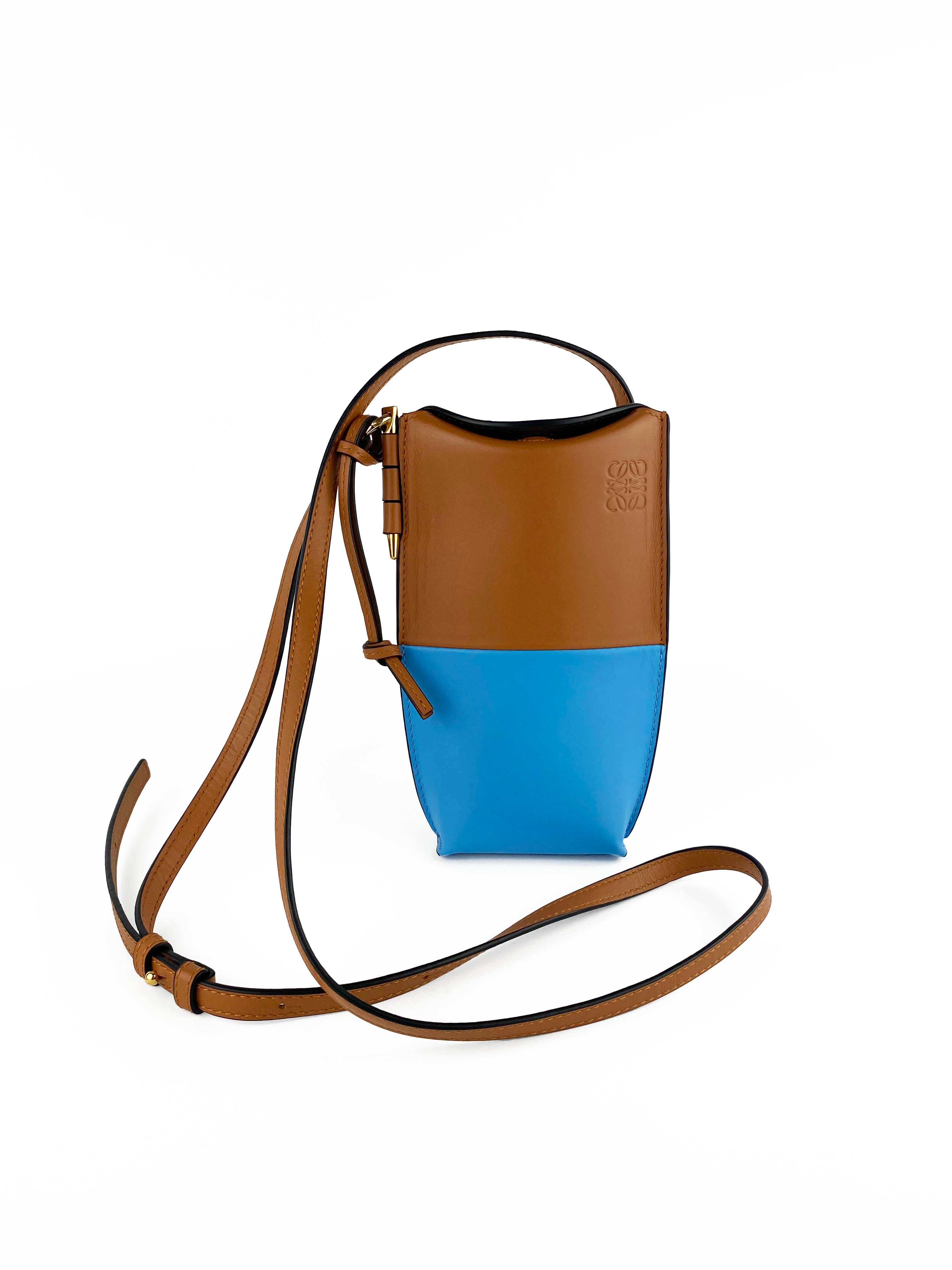 Loewe Blue and Tan Gate Pocket Bag - Stylish Crossbody Bag for Women | Perfect for Work, Travel & Everyday Use