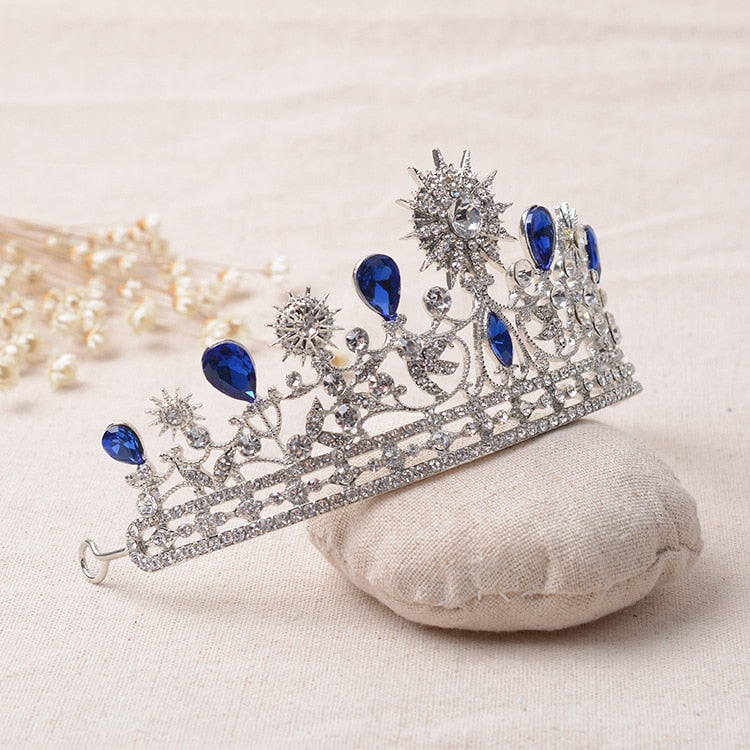 Luxury Sun and Stars Crown Tiara - Elegant Bridal Headpiece for Weddings, Prom, Pageants & Special Events