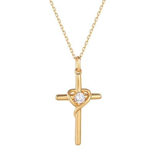 13_Cross_necklace_Heart_CZ_Gold