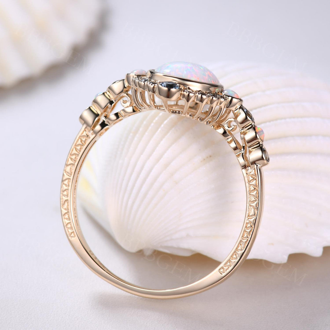 Exquisite Opal and London Blue Topaz Engagement Ring in Rose Gold - Perfect for Proposals, Anniversaries & Romantic Gifts