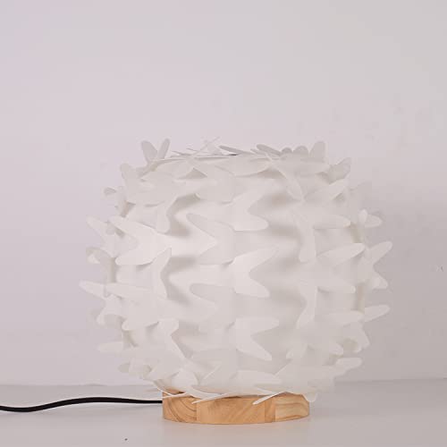 Modern Light Wood Coffee Table Lamp - 5.9ft Corded E26 Base with White PVC Globe Shade, Contemporary Lighting for Living Room, Dining Area, Fireplace Accent & Bookcase Decor | Perfect for Reading Nook, Bedside Nightstand & Home Office Desk