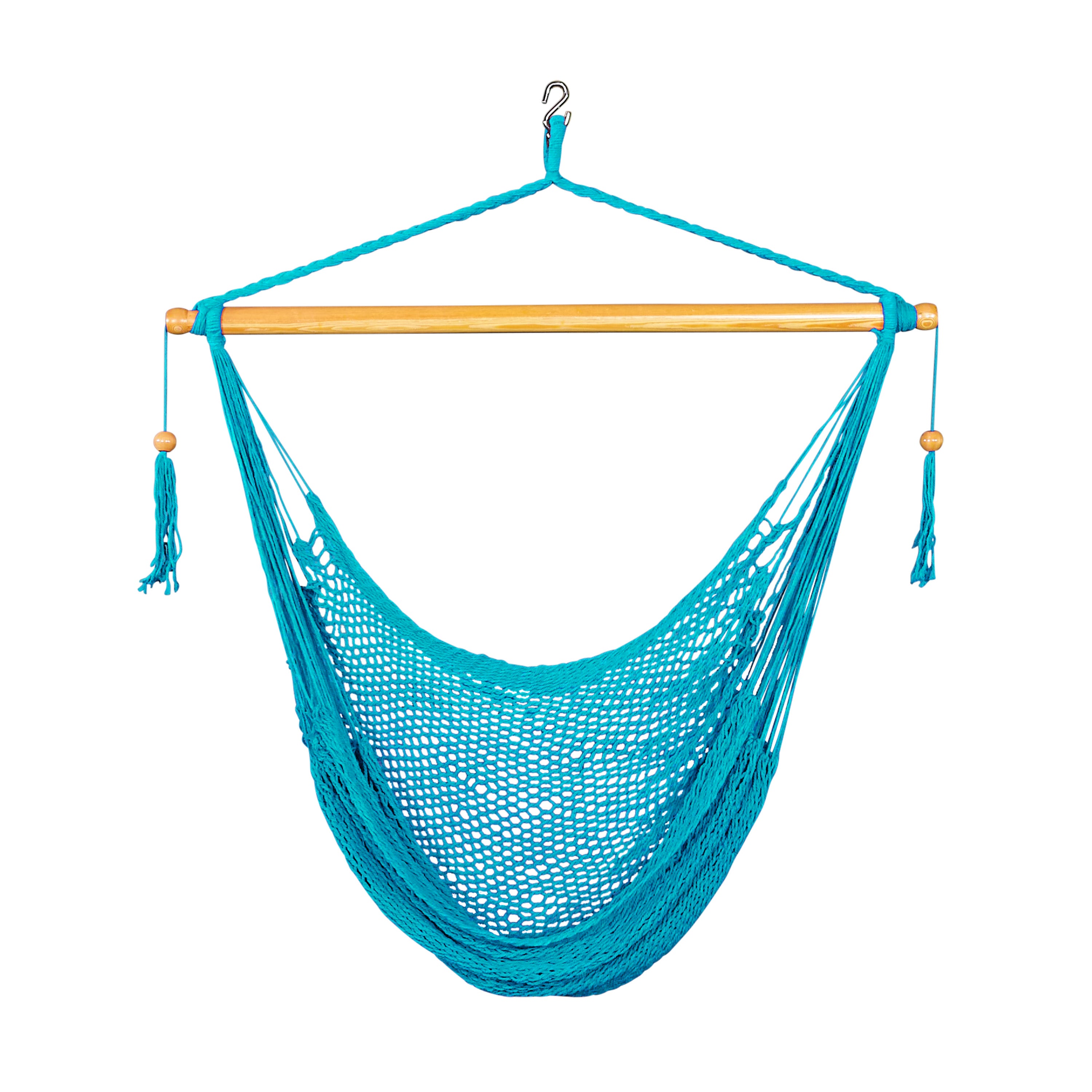 Bliss Hammocks BHC 412LB Island Rope Hammock Chair with Spreader Bar & Hanging Hardware - 40 Inch Wide, 265 LB Weight Capacity - Light Blue - Perfect for Backyard, Patio, Porch, and Indoor Relaxation