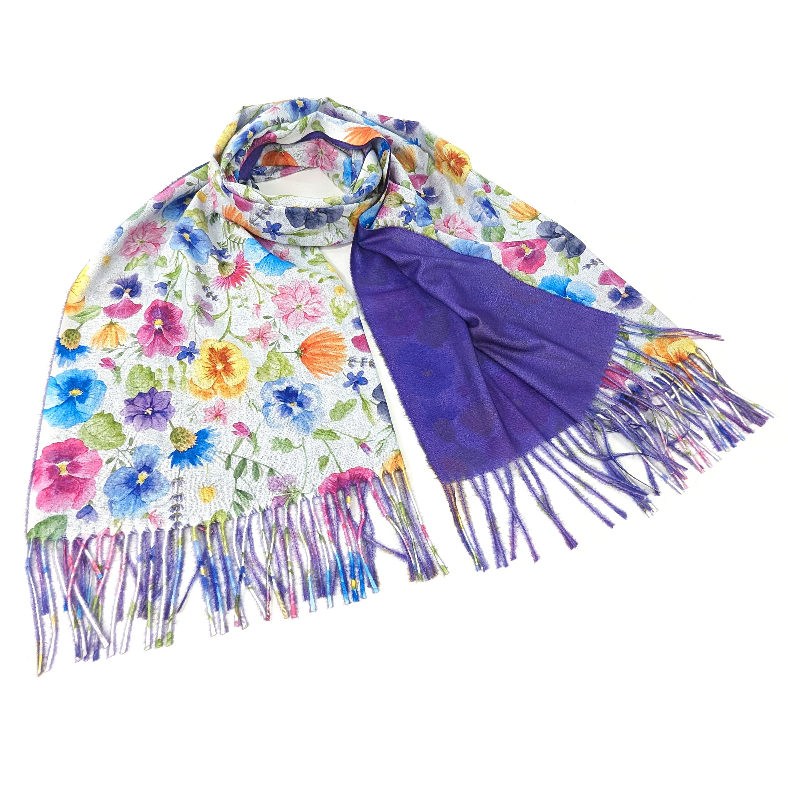 Pretty Pansy Pashmina Style Scarf - Soft Lightweight Womens Fashion Shawl (70x180cm) - Perfect for Office, Travel & Evening Outfits