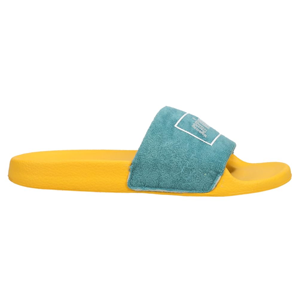 Prince Men's Comfortable Palms Slide Sandals - Breathable Casual Beach Sandals for Summer, Pool & Outdoor Wear - Blue & Orange - Size 43 M (US 10)