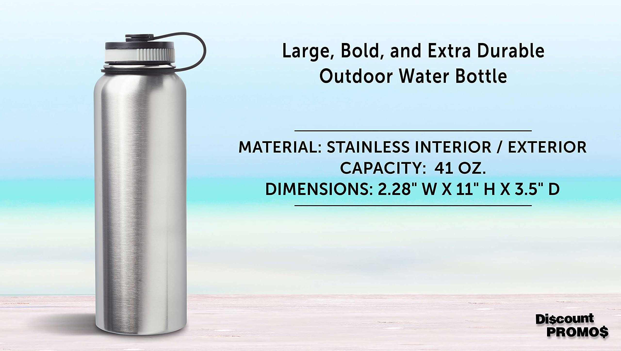 6 Pack 41 oz Stainless Steel Vacuum Insulated Water Bottles - Double Wall Silver Thermal Flask - Perfect for Hiking, Gym & Outdoor Activities