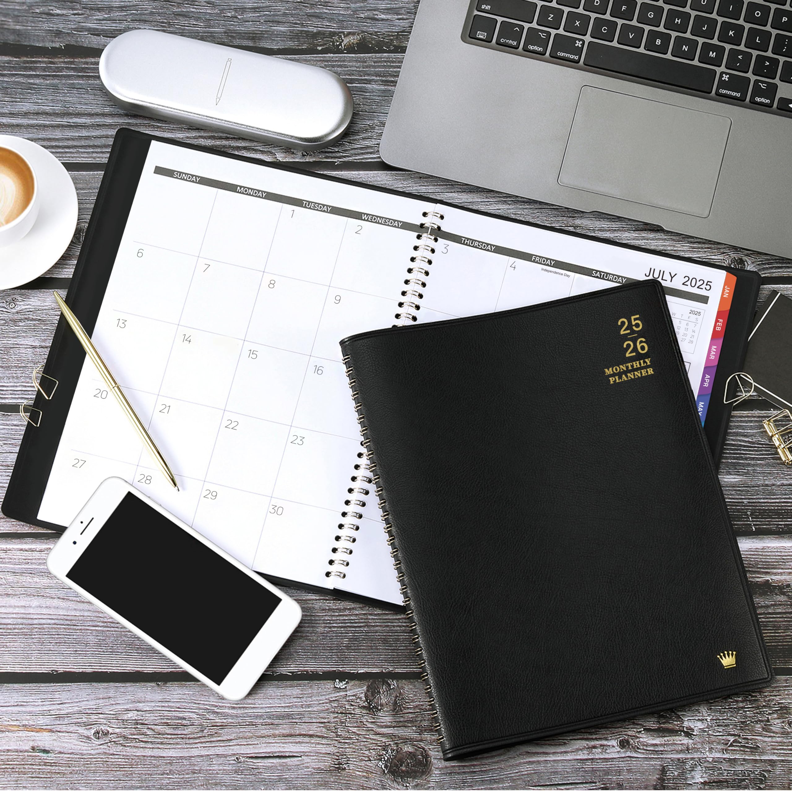 2025-2026 Monthly Planner Calendar - 18 Month Planner from July 2025 to December 2026, Faux Leather Cover, 8.86