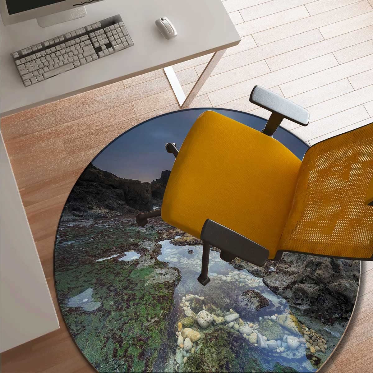 Premium Sea View Sky Chair Mat for Hardwood Floors & High Pile Carpets - 51 Inch Non-Slip Office Chair Rug for Gaming Room & Home Office Decor - Perfect for Workspaces, Study Areas & Computer Desks