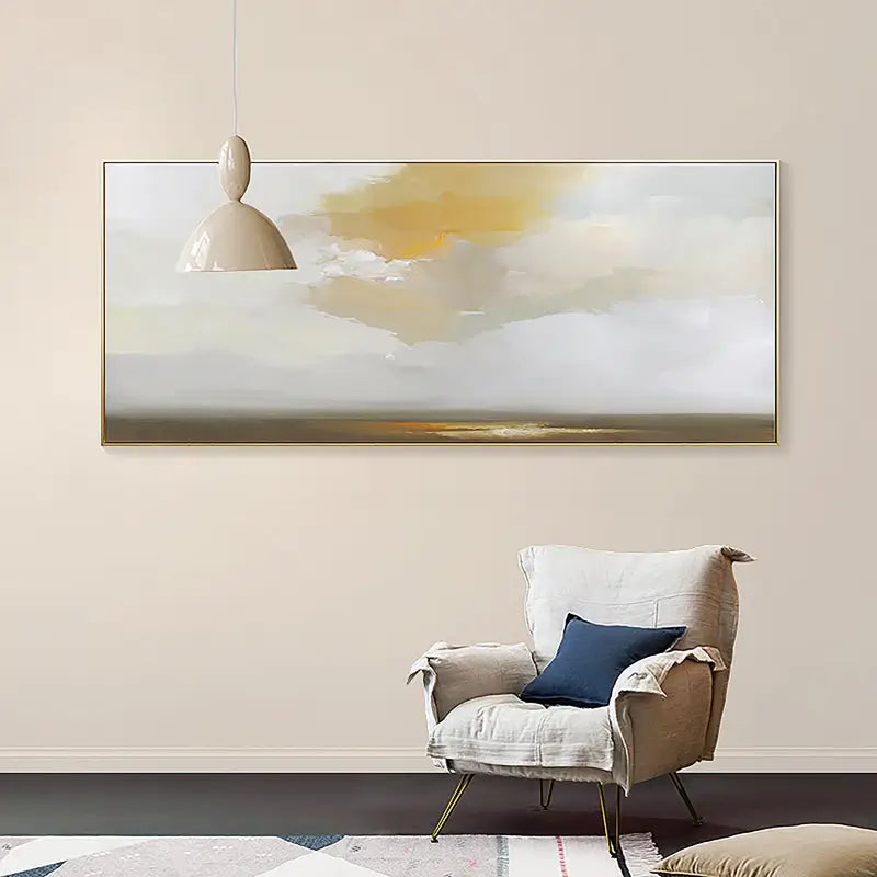 Ocean and Sky Painting #OS 015 - Handmade Canvas Wall Art for Home & Office Decor - Perfect for Living Room, Bedroom, or Office Wall Decoration
