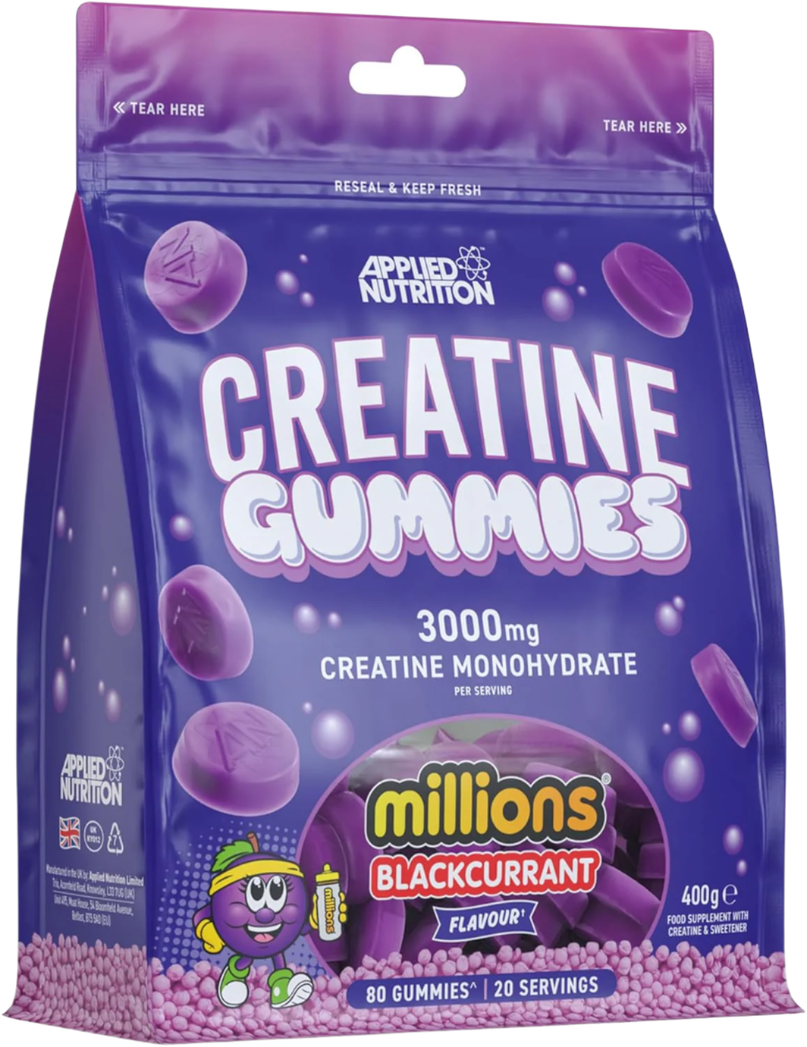 Applied Nutrition 80 Creatine Gummies for Muscle Growth & Recovery - Delicious Chewable Supplement for Athletes & Fitness Enthusiasts | Pre-Workout & Post-Workout Support