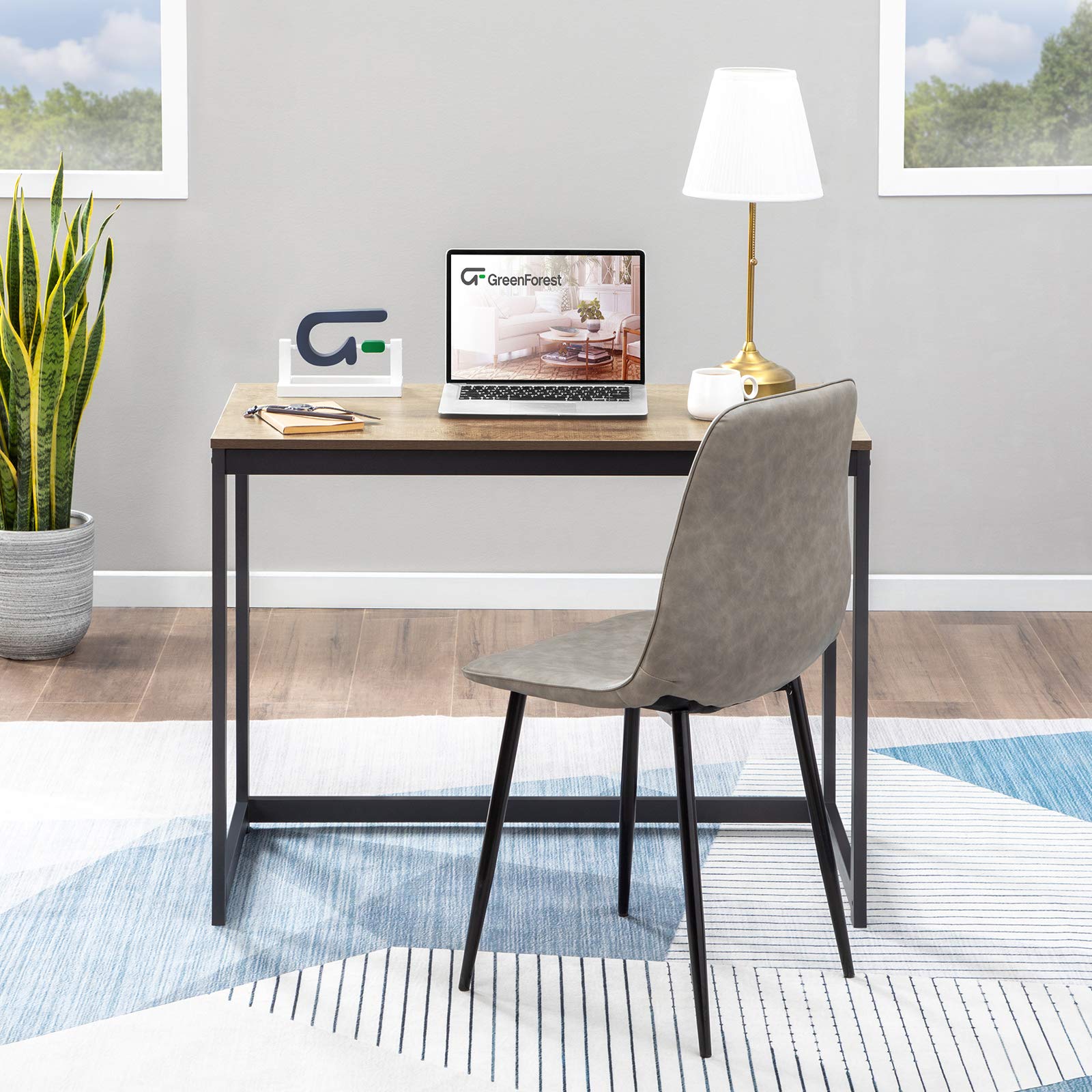 GreenForest 40 Inch Compact Computer Desk for Small Spaces - Modern Home Office Desk, Laptop Study Table & Workstation in Brown - Perfect for Apartments, Dorms & Home Offices