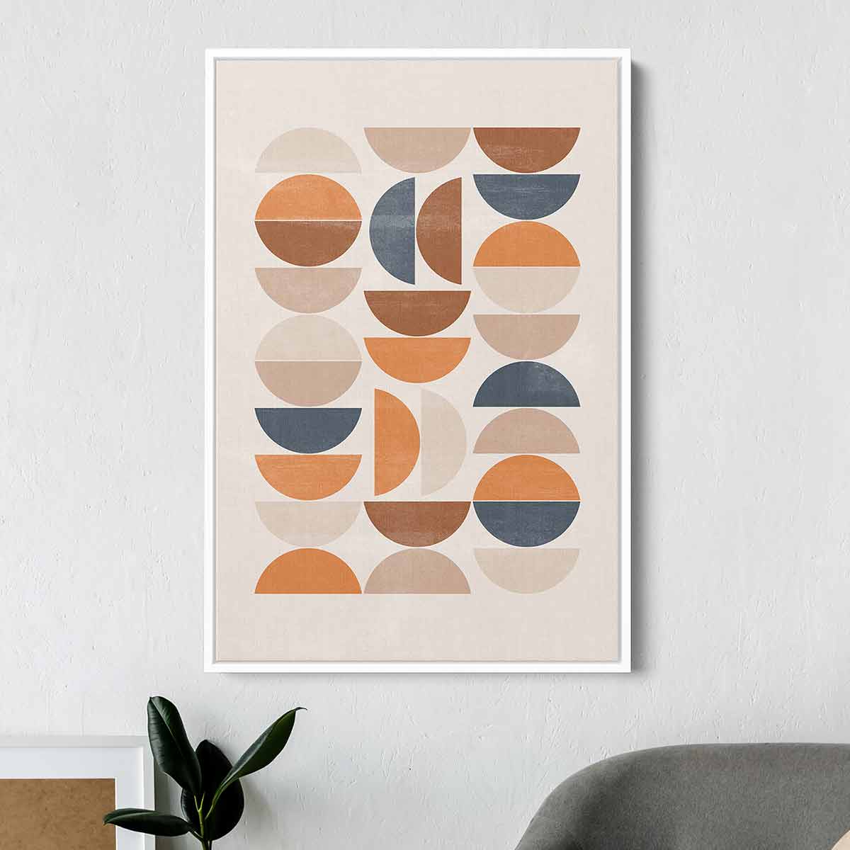 Orange Semi-Circle Wall Art Canvas Print - Modern Abstract Home Decor for Living Room, Bedroom & Office