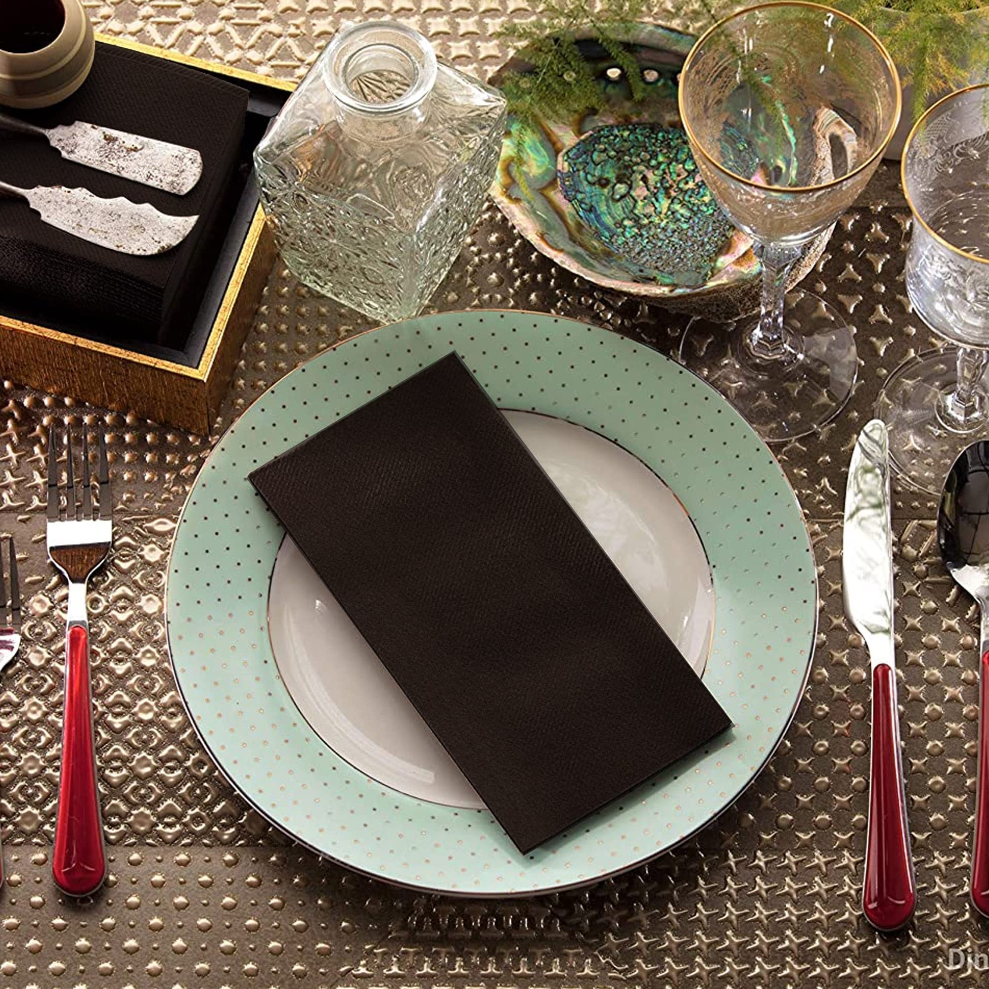 Premium Black Linen-Feel Paper Dinner Napkins - 2-Ply, 16