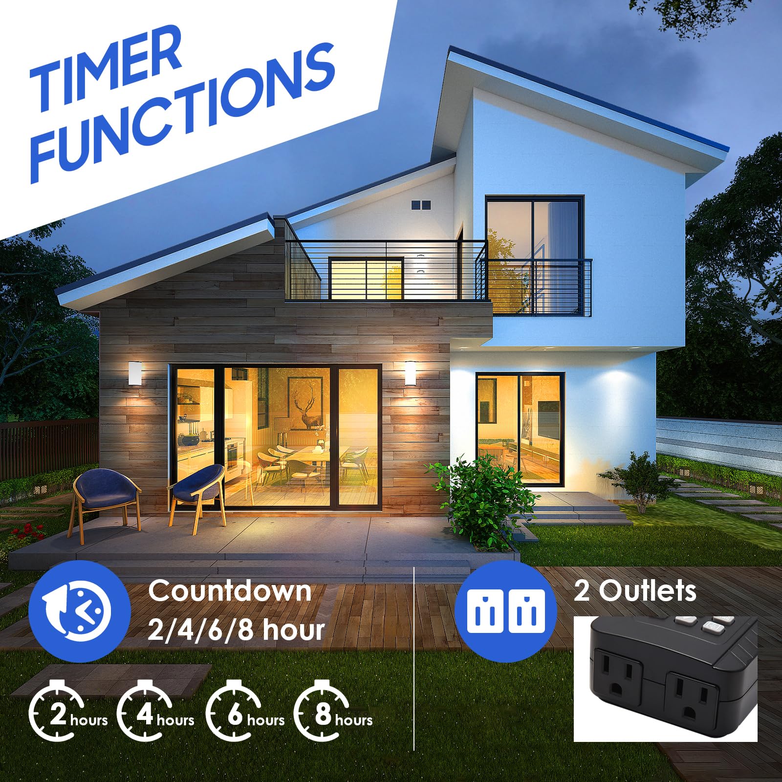 **Dusk to Dawn Outdoor Timer Outlet - Waterproof Digital Remote Control Light Timer, 125V/15A 100 FT - Perfect for Pool Pumps, Chicken Coops, Landscape Lights & Fountains**
