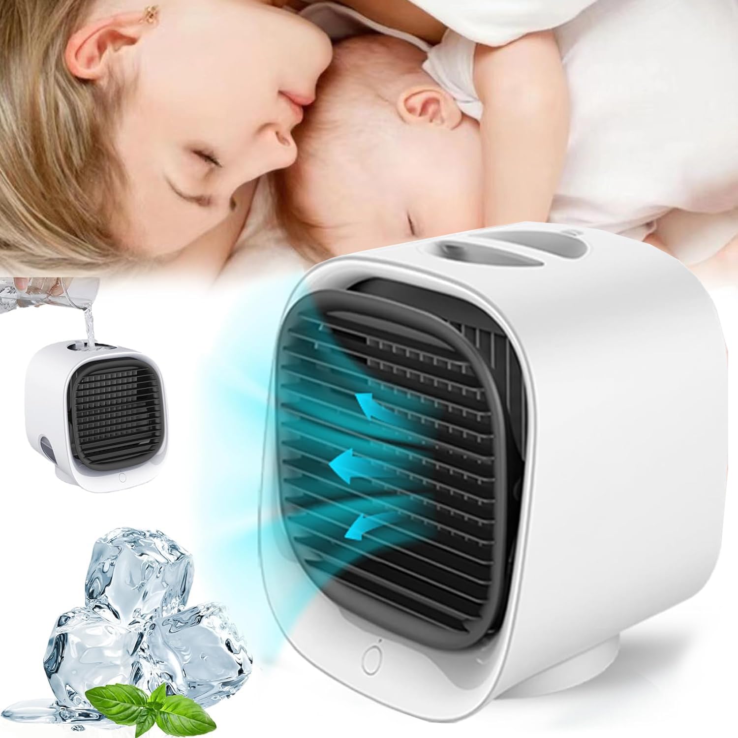 Oribreeze Portable Air Conditioner & Air Cooler - New Upgraded Desktop AC Unit for Home, Office, Bedroom (White) | Personal Cooling Fan for Summer, Small Spaces & Energy Efficiency