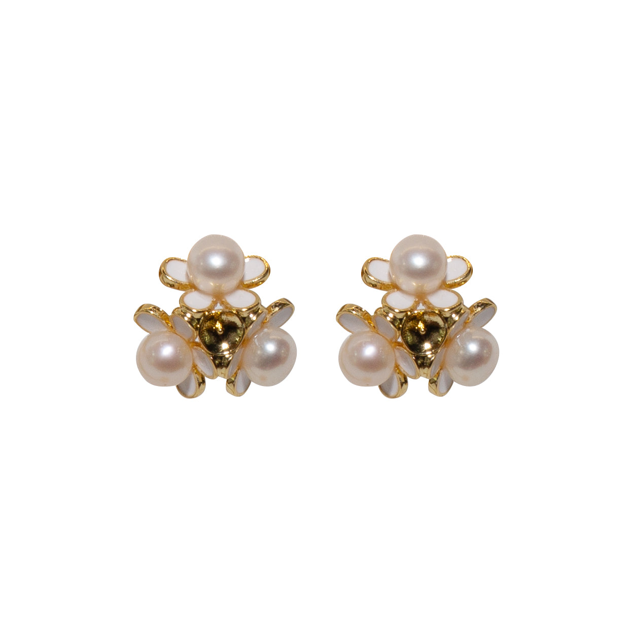 Pearly Floral Radiance Stud Earrings - Elegant Pearl Flower Design for Women | Perfect for Weddings, Parties & Daily Wear