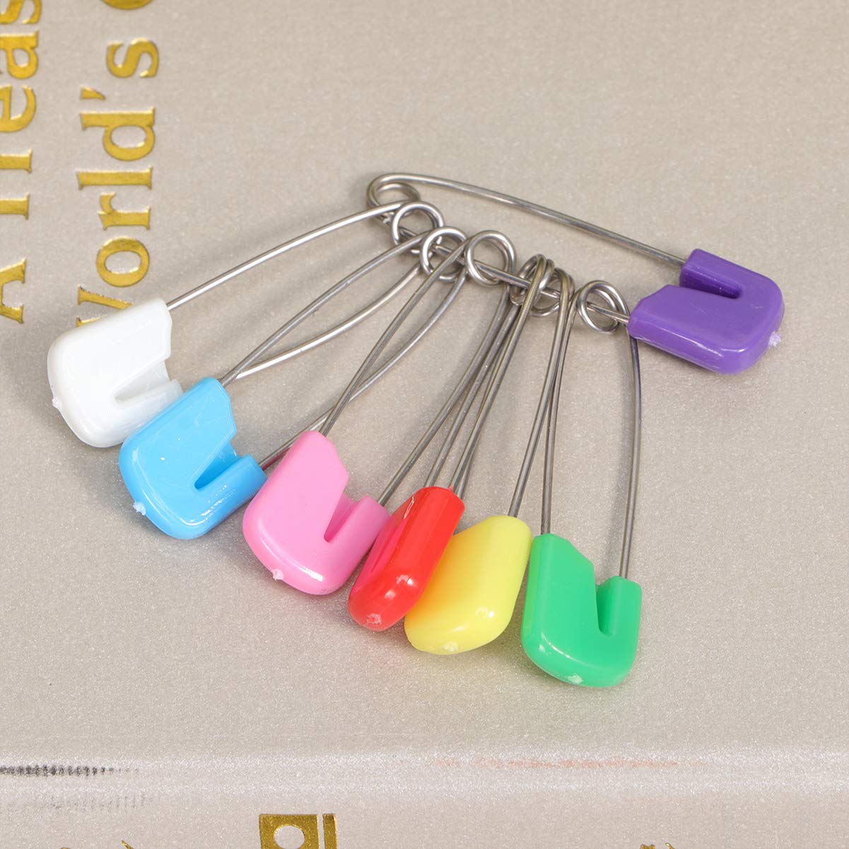 NUOBESTY 100pcs Baby Diaper Safety Pins - Plastic Head Nappy Pins for Kids & Infants - Secure Diaper Fasteners for Newborns, Toddlers, and Household Use - Perfect for Daycare, Travel, and Changing Diapers On-the-Go