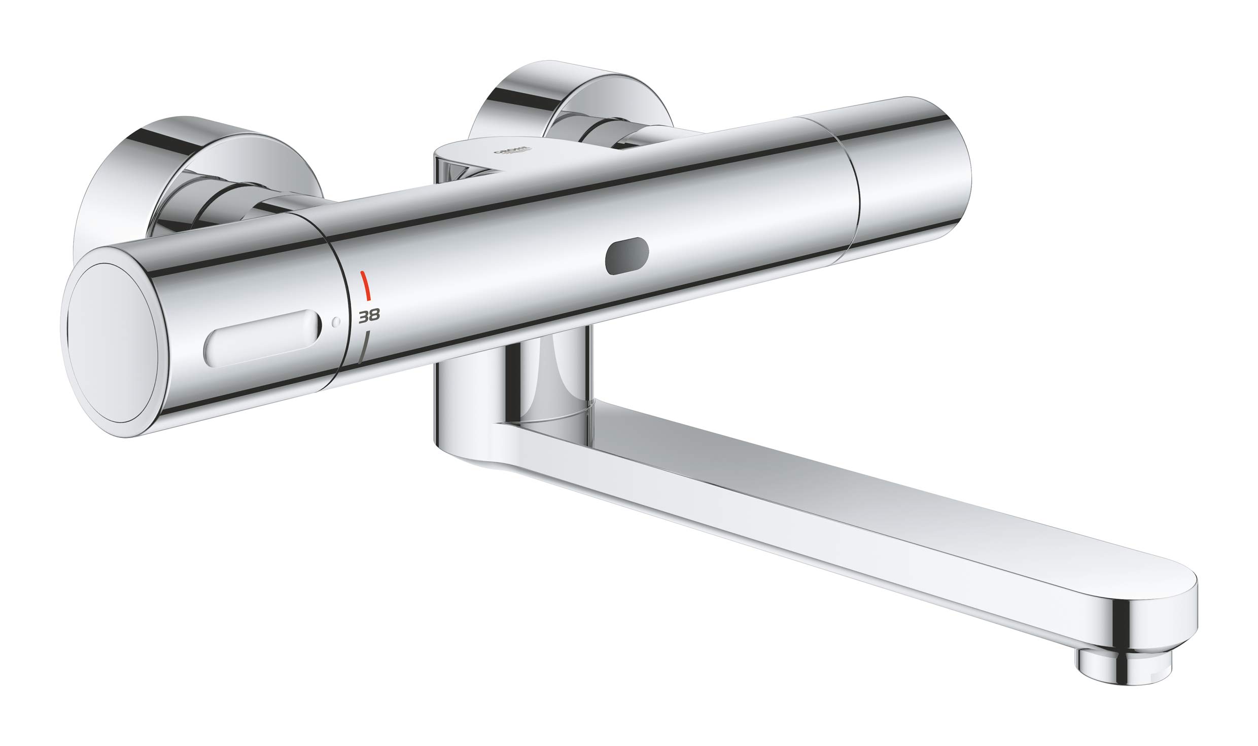 GROHE Eurosmart CE 36454000 Infrared Electronic Faucet for Bathroom Sink - Chrome Wall-Mounted Mixer with Thermostat, 287mm Spout Reach - Perfect for Modern Homes & Commercial Restrooms
