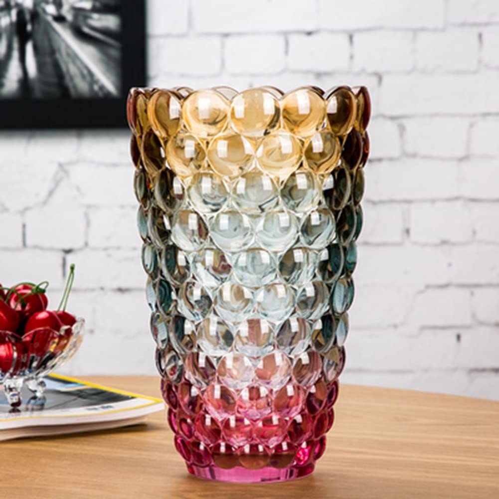 Handmade Crystal Glass Vase - 9x6 Inch Decorative Centerpiece for Flower Arrangements, Wedding Decor, Office & Home Décor - Elegant Art Vase for Tabletop Display & Housewarming Gifts