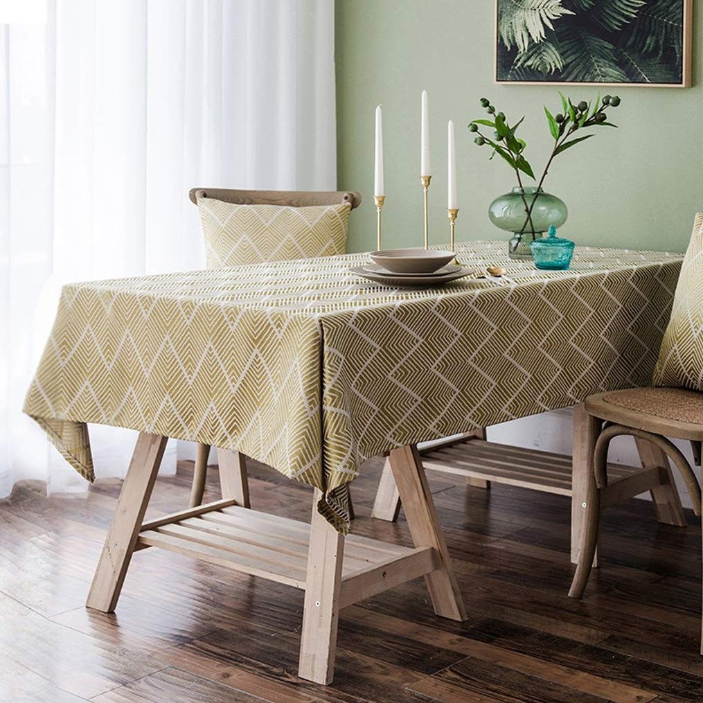 Yellow Rectangle Tablecloth 135x200cm (78in) - Spring Autumn Thanksgiving Christmas Table Cover with Skirt for Holiday Dining & Party Decor