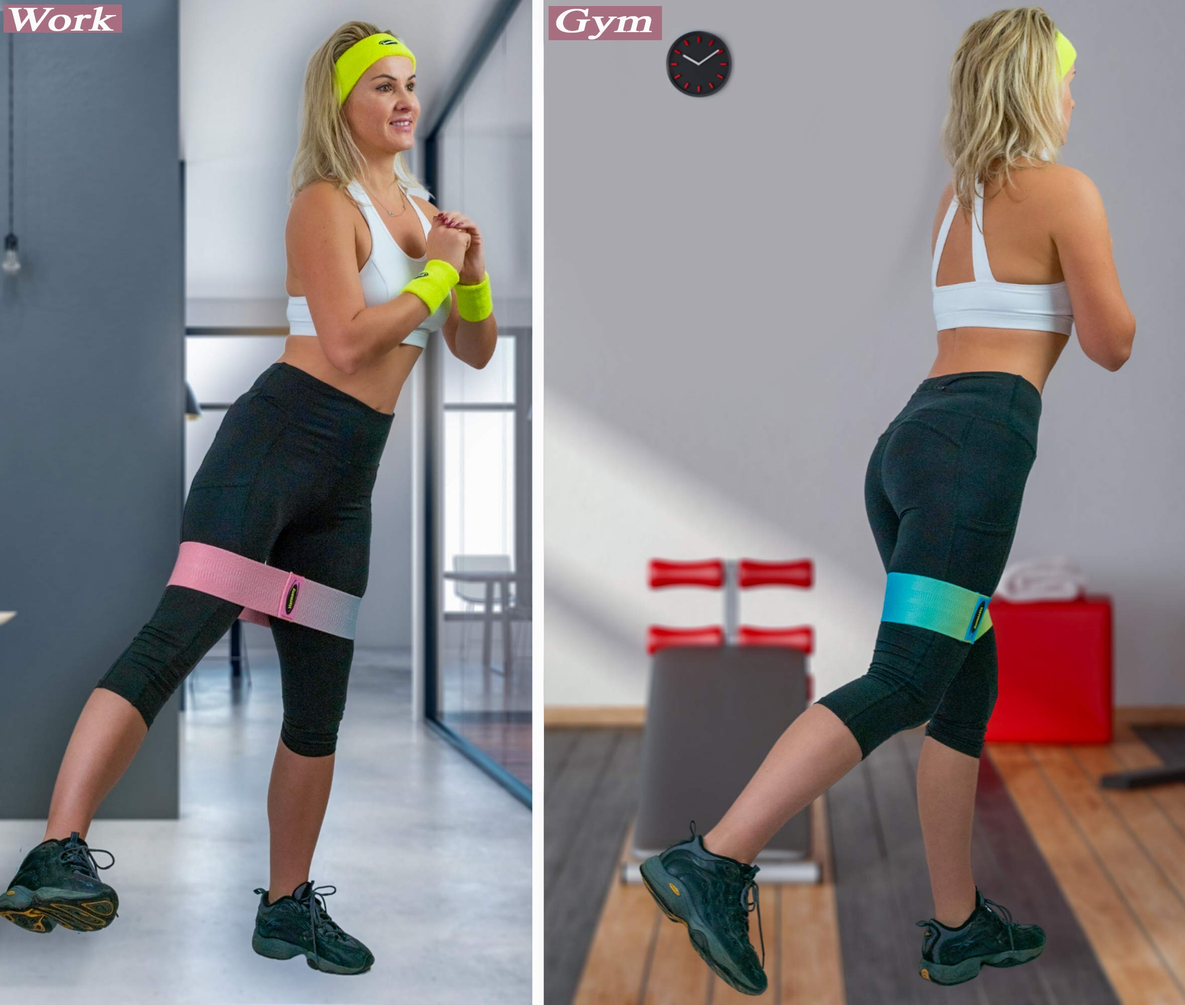 Premium Non-Slip Fabric Resistance Bands Set for Women - 3 Levels Booty Bands for Glute, Hip & Leg Workouts - Includes Sweat Headband, Wristband & Storage Backpack (7-Piece Set) - Perfect for Home Gym, Yoga, Pilates & Fitness Training