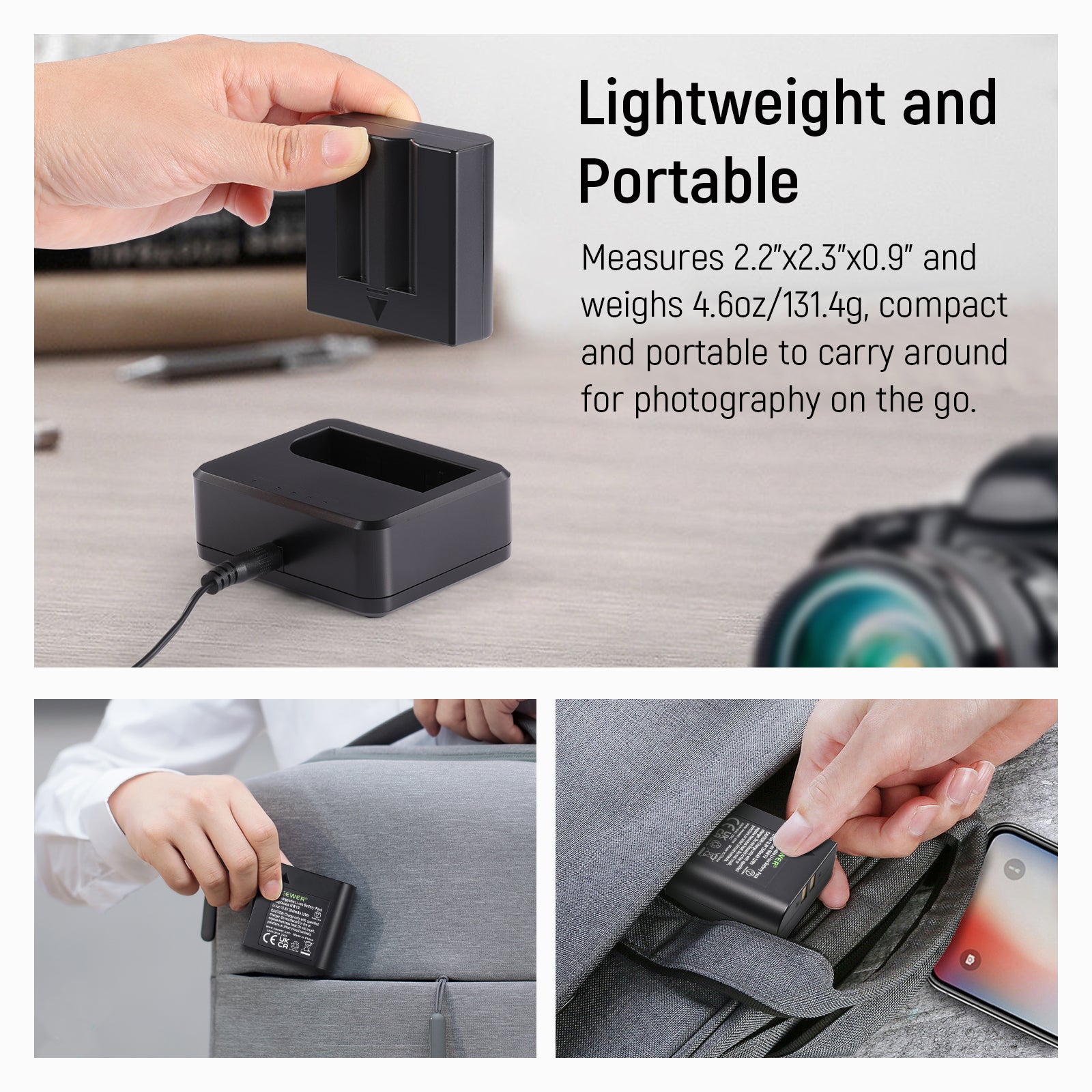 NEEWER NW19 NW665 Rechargeable Battery Pack for Cameras, LED Lights, and Photography Equipment - Perfect for Outdoor Shooting, Studio Lighting, and Video Production