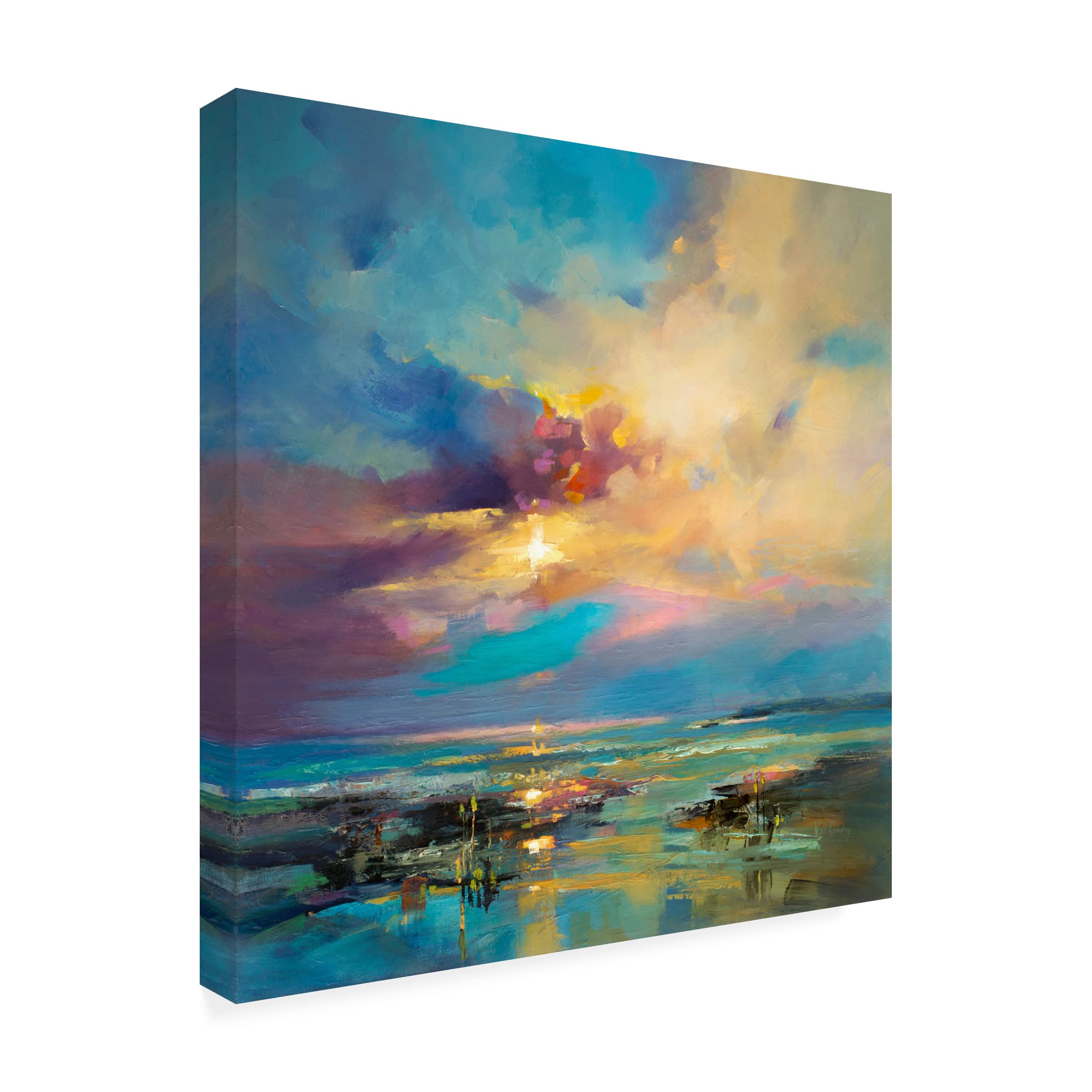 Trademark Fine Art 'Before Nightfall' Canvas Wall Art by Kasia Bruniany - Modern Landscape Painting for Living Room & Bedroom Decor
