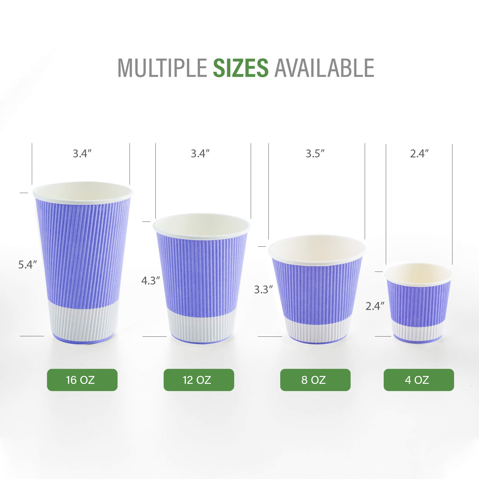 4 Ounce Disposable Paper Coffee Cups - 25 Pack Leakproof Ripple Wall Hot Cups, Recyclable & Insulated Light Purple - Perfect for Coffee Shops, Offices, and Home Use - Lids Sold Separately