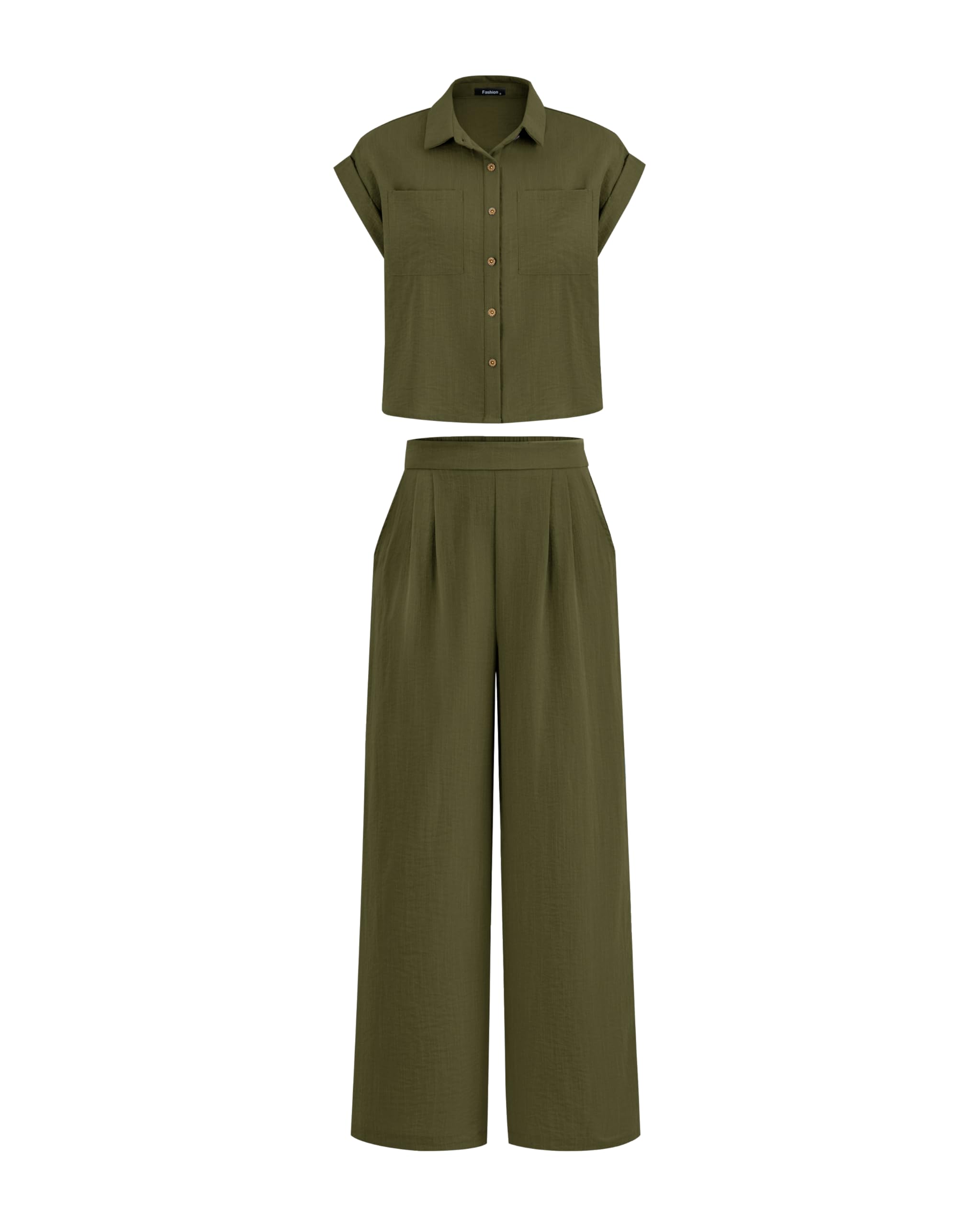 PRETTYGARDEN Women's 2-Piece Summer Outfit Set - Cap Sleeve Tops & Palazzo Pants for Casual, Vacation & Travel | Dressy Lounge Wear for Beach, Brunch & Date Night