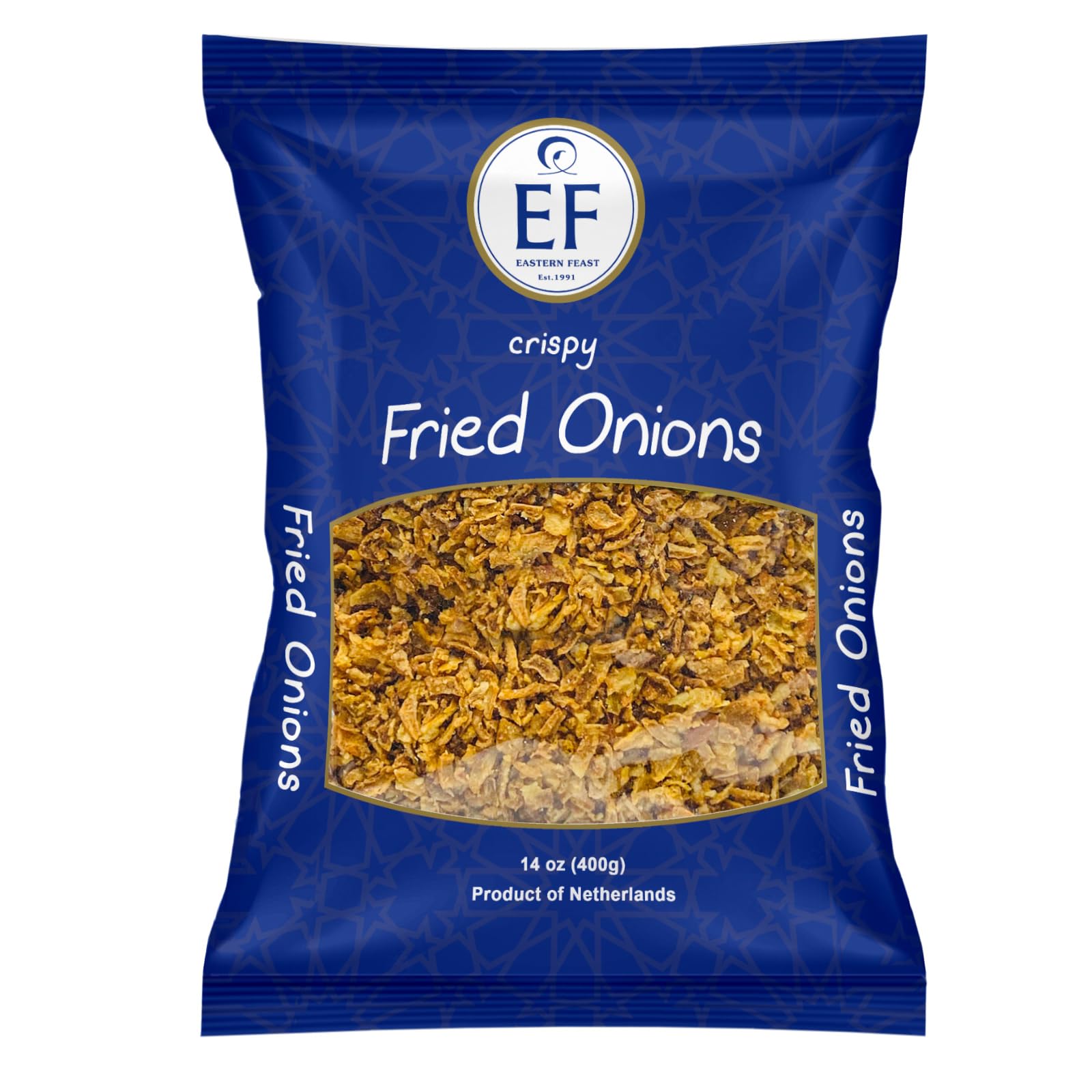 EF - Crispy Fried Onions 400g (14 oz) | Kosher & Halal Certified | Premium Dutch Onions | Perfect for Salads, Burgers, Casseroles & Asian Cuisine