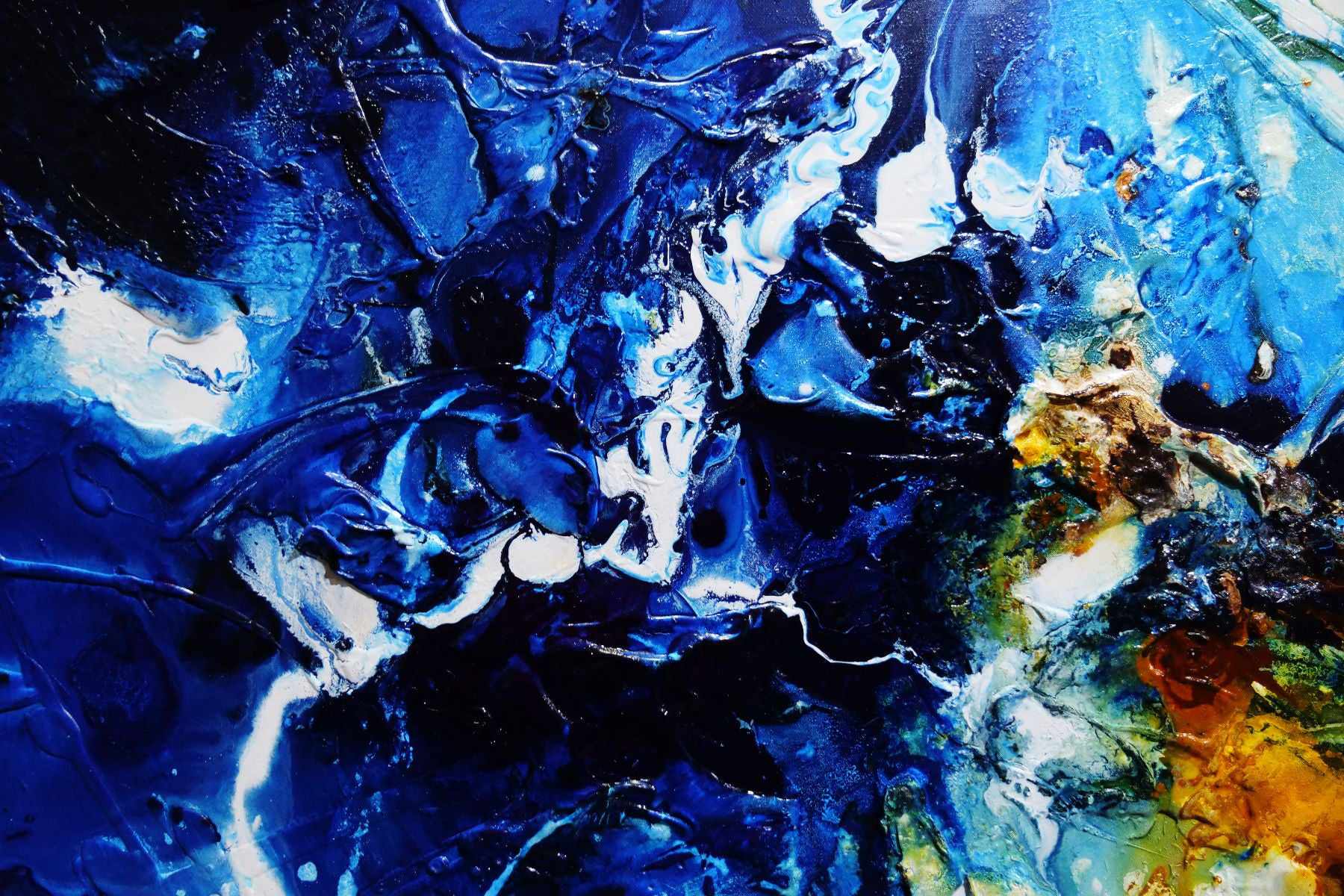 240cm x 100cm Blue Sienna Textured Abstract Canvas Painting - Sapphire Coast Collection - Modern Wall Art for Living Room, Bedroom & Office Decor