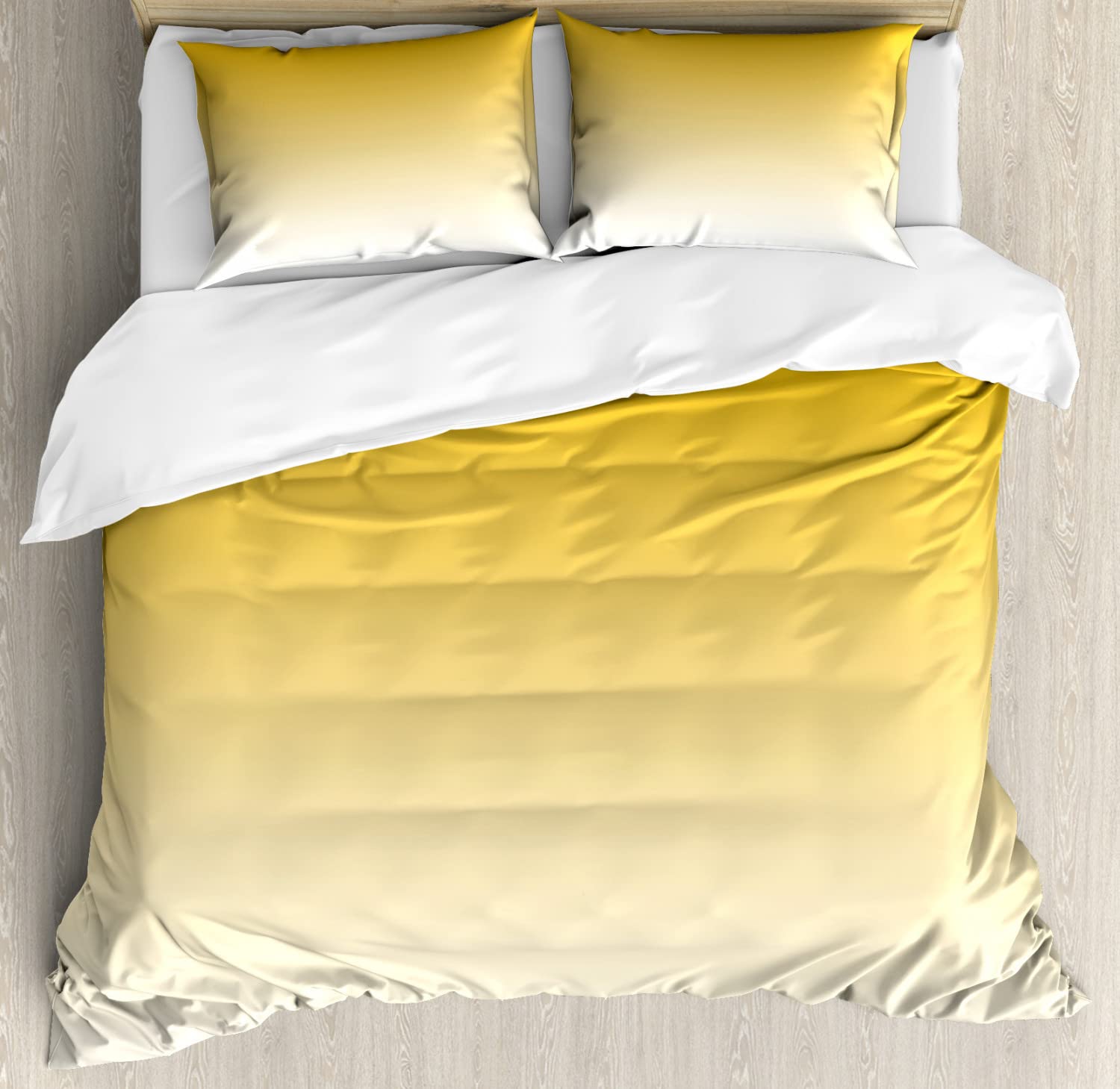 Ambesonne Ombre Duvet Cover Set - King Size 2-Piece Yellow Beach Theme Bedding with 4 Pillowcases | Modern Gradient Design for Summer Decor | Perfect for Master Bedroom, Guest Room & Beach House Retreat