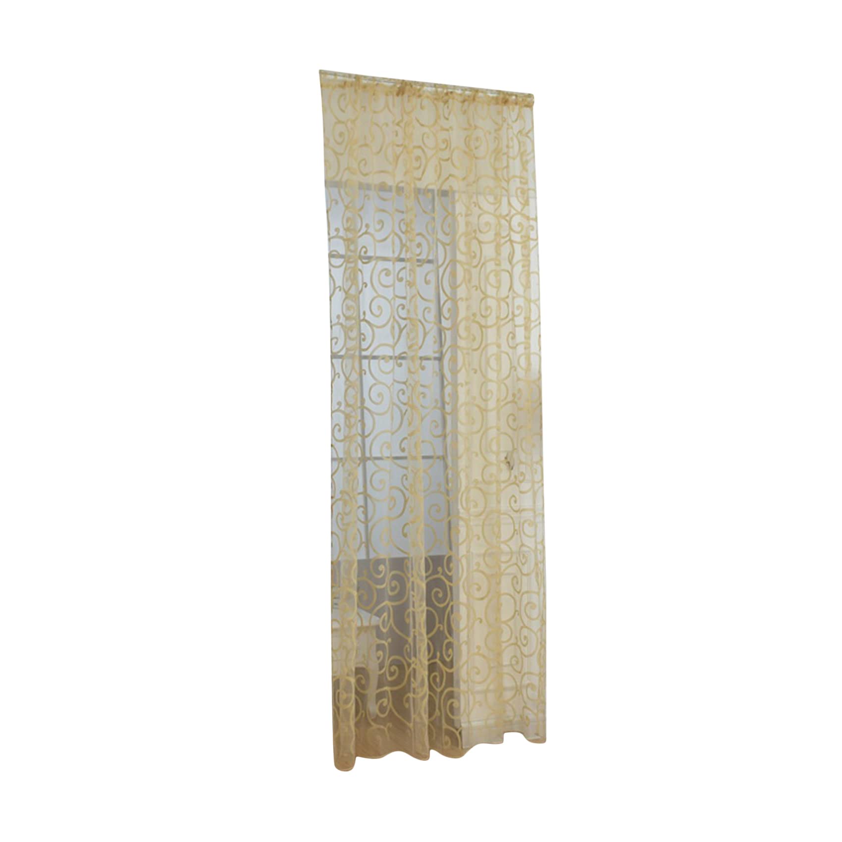 Hsakess Flocking Voile Tulle Curtain with Rod Pocket - Lightweight Sheer Window Drapes for Bedroom & Living Room in Cream Color | Elegant Home Decor & Sun Filtering Solution