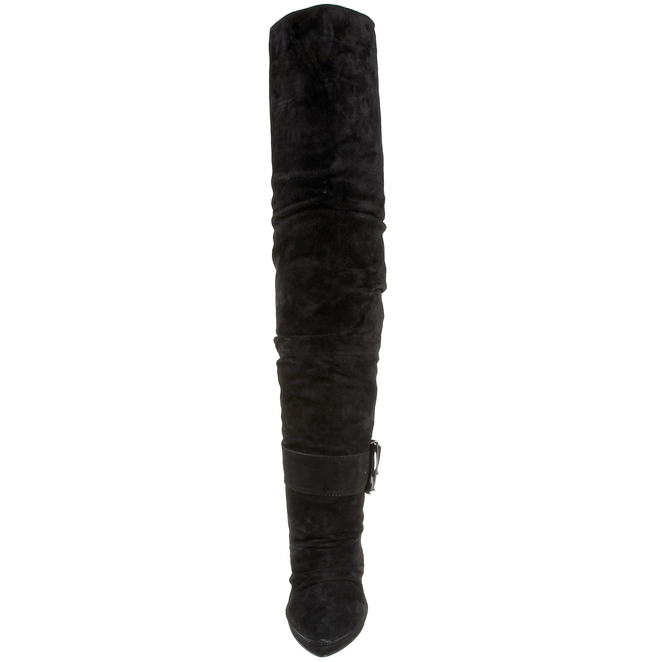 Sexy Women's Kinky Boots - High Heel Fetish Boots for Cosplay, Nightclub & Halloween Costume - Black PU Leather Thigh High Boots for Women's Fashion & Party Wear