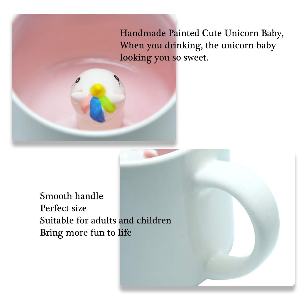 Cute Unicorn Ceramic Coffee Mug - Handmade Animal Figurine Mug, White Elephant Gift for Adults, Unique Gag Gift for Women & Girls - Perfect for Unicorn Lovers, Office Use, Home Decor & Coffee Breaks
