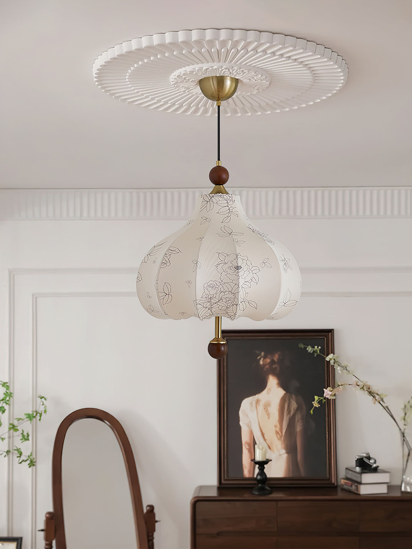 Elegant Chestnut Bloom Pendant Lamp - Modern Handmade Rattan Hanging Light Fixture for Dining Room, Bedroom, or Living Room Decor