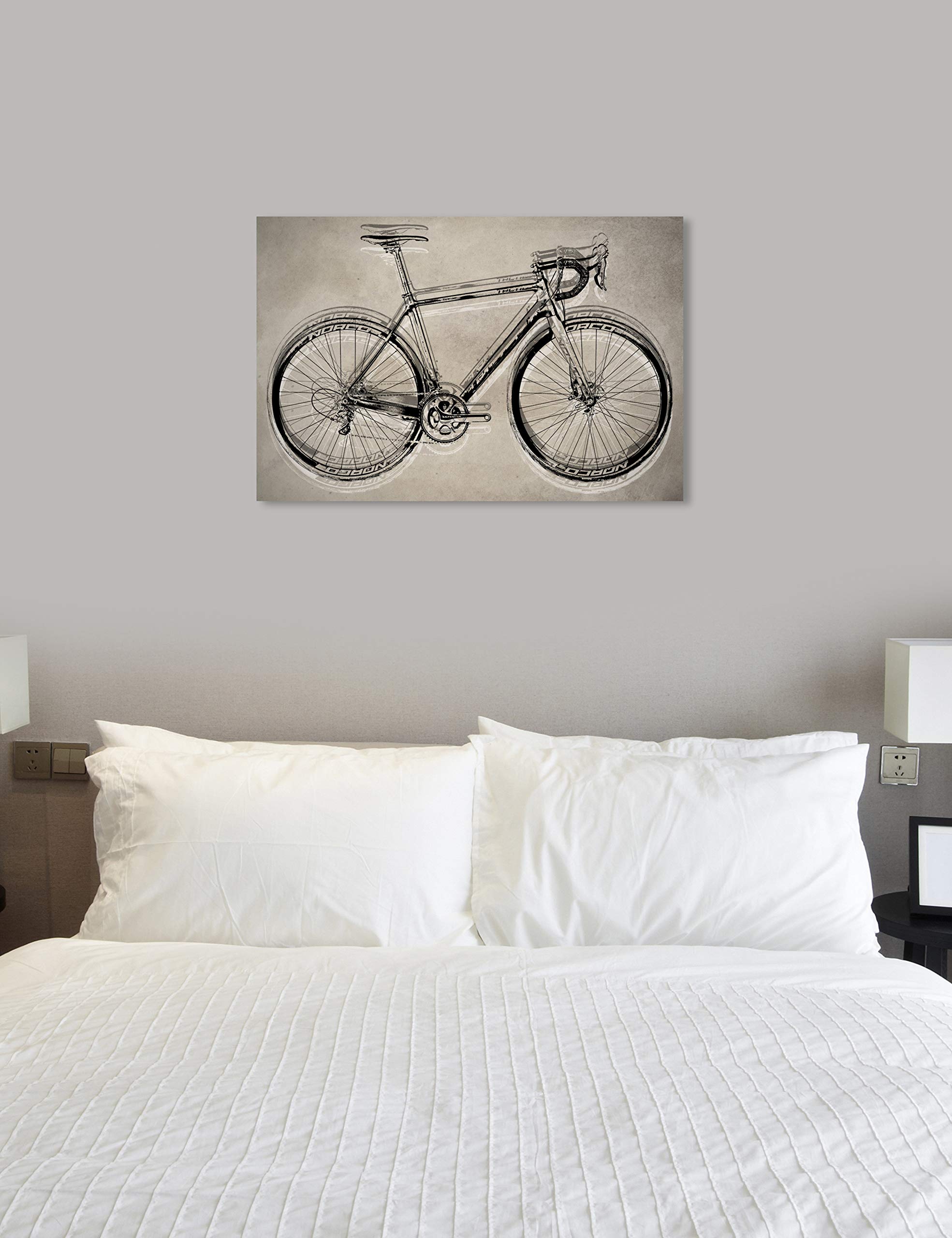 Oliver Gal Artist Co. 'Cycle Here' Transportation Wall Art Canvas Print - 45x30 Inches Black & Brown Modern Home Decor - Perfect for Living Room, Bedroom or Office Wall Art